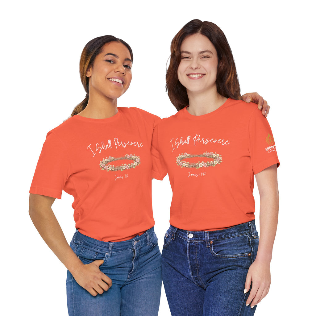 James 1:12 - "Crown of Life" (Ladies) (Design on Front/Logo on Sleeve)
