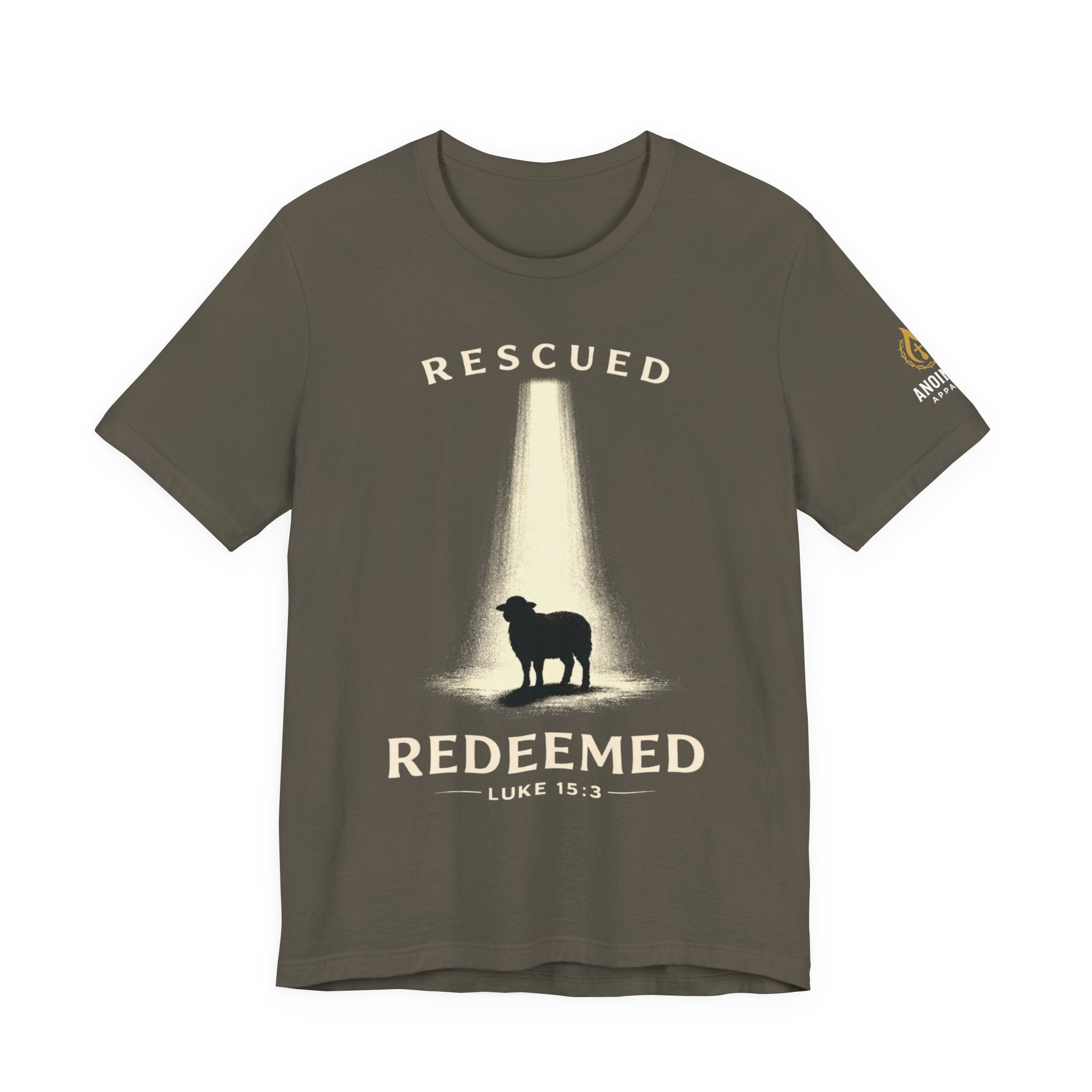 Luke 15:3 "Rescued and Redeemed" (Design on Front/Logo on Sleeve)