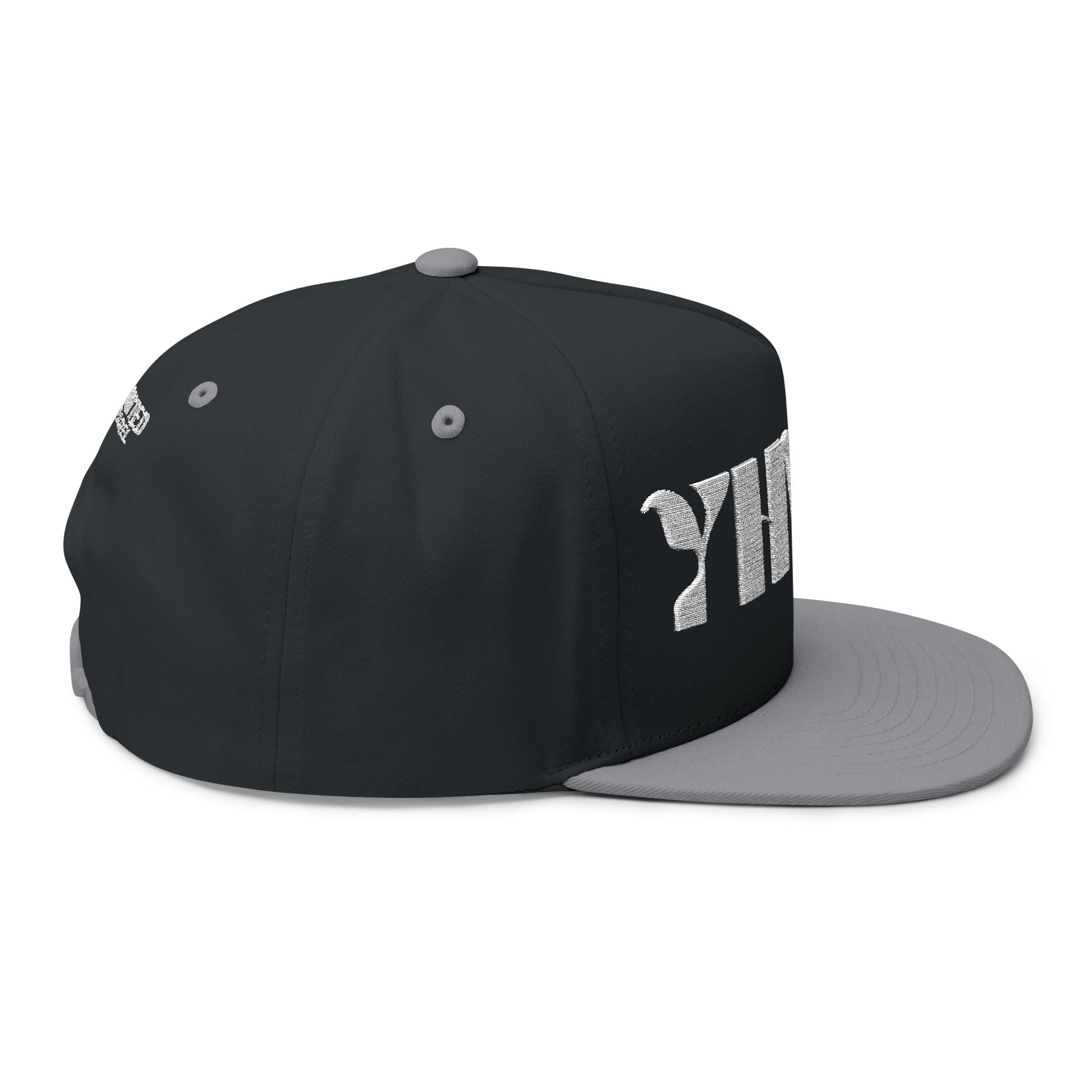"YHWH" (White) Flat Bill Snapback (Embroidered Front/Back)