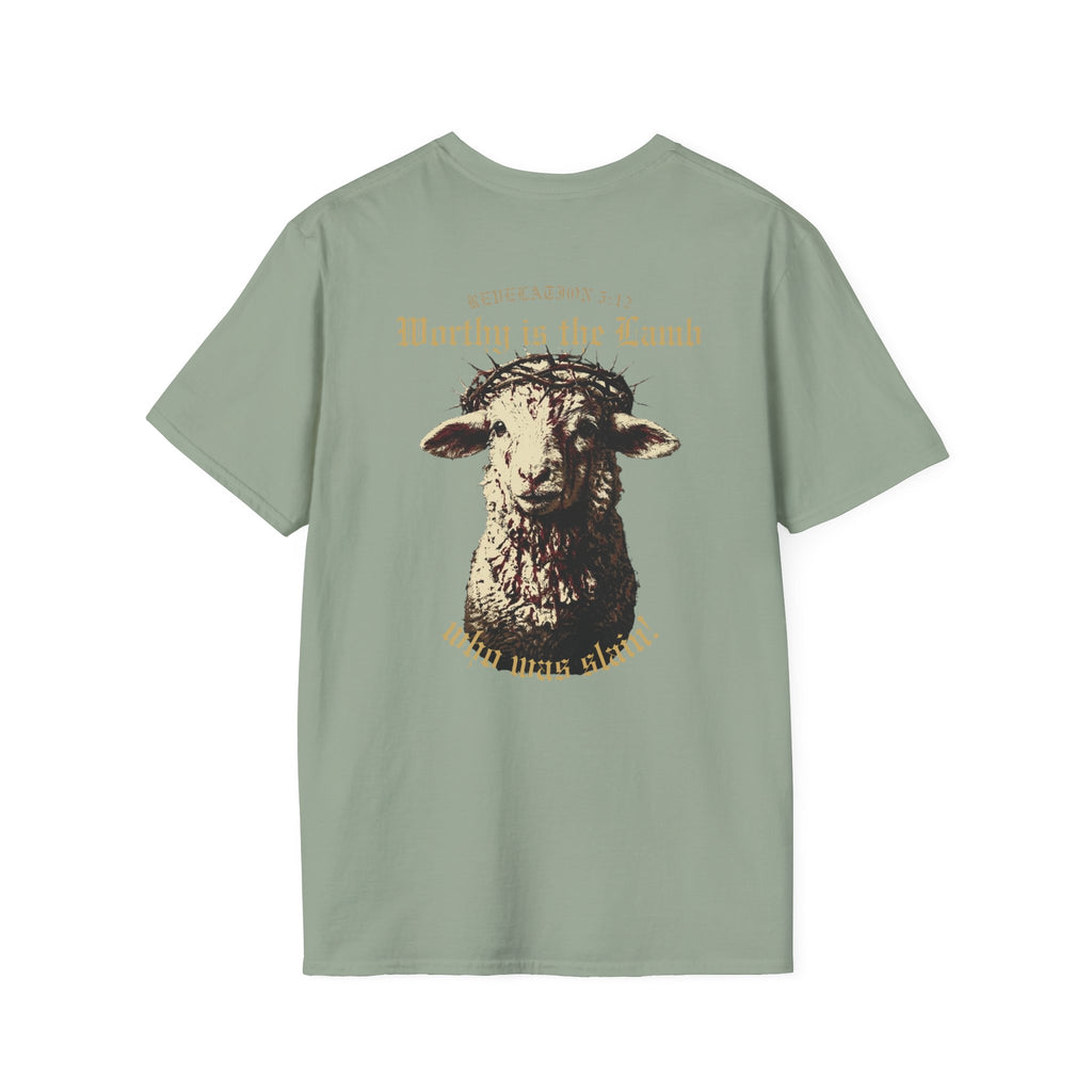 Revelation 5:12 - "Worthy is the Lamb" (Design on Back/Logo on Front)