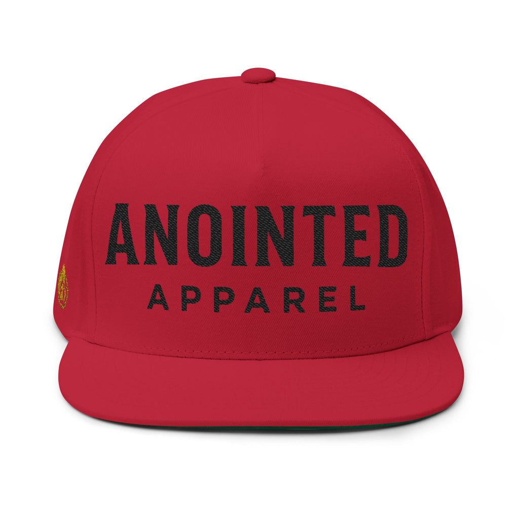 "Anointed" Flat Bill Snapback (Black) (Embroidered Front/Side)