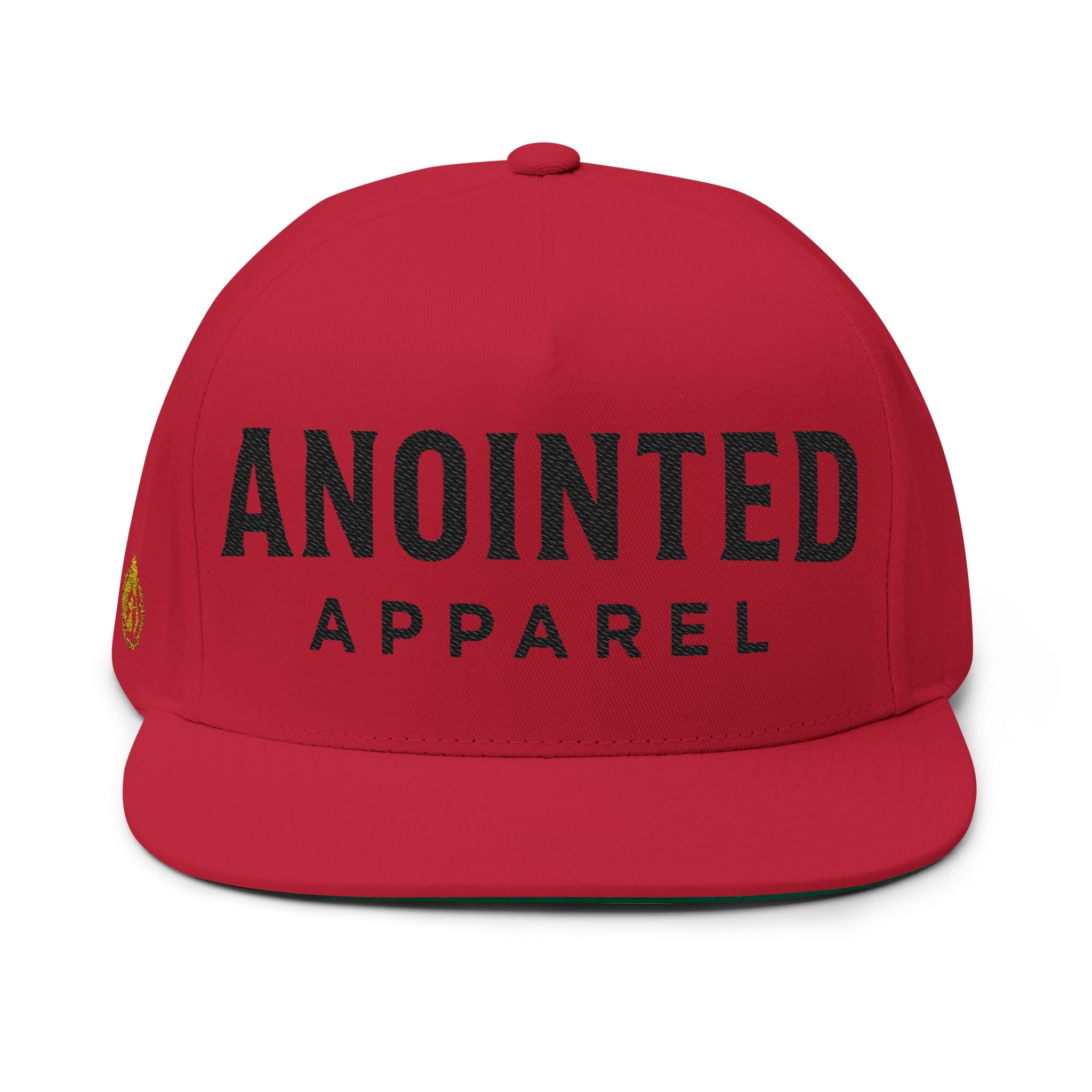 "Anointed" Flat Bill Snapback (Black) (Embroidered Front/Side)