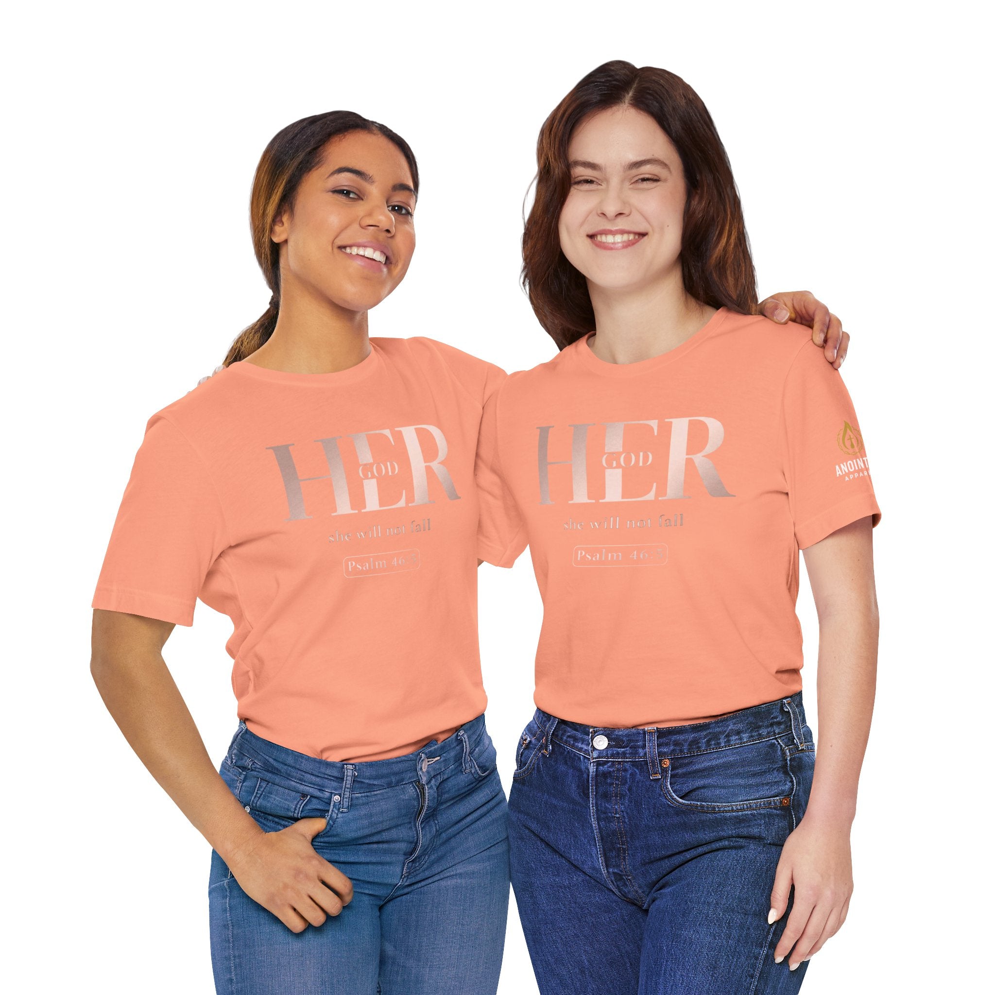 Psalm 46:5 - "God is Within Her" (Ladies) (Design on Front/Logo on Sleeve)