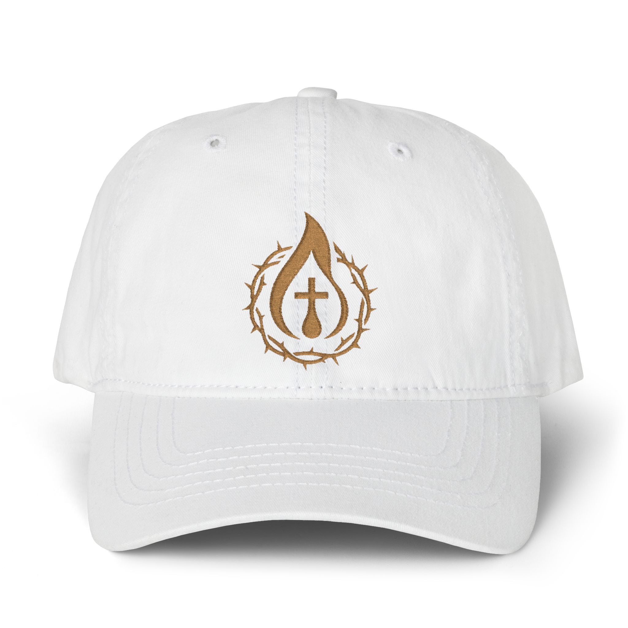Women's "Anointed" Christian Cap (Gold Logo) (makeup-resistant w/ concealed ponytail opening)