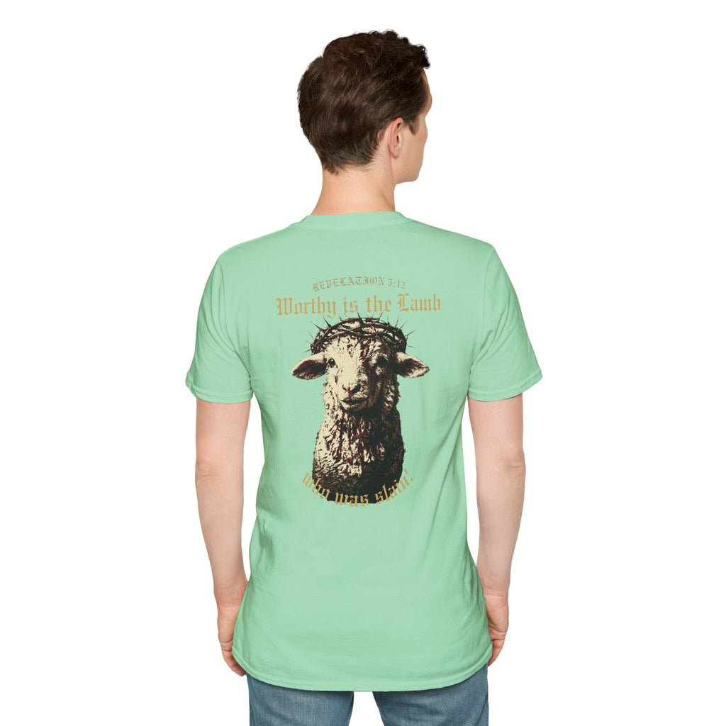 Revelation 5:12 - "Worthy is the Lamb" (Design on Back/Logo on Front)