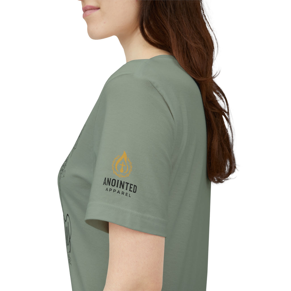 Romans 8:14 - "I Ride With Jesus" (Ladies) (Design on Front/Logo on Sleeve)