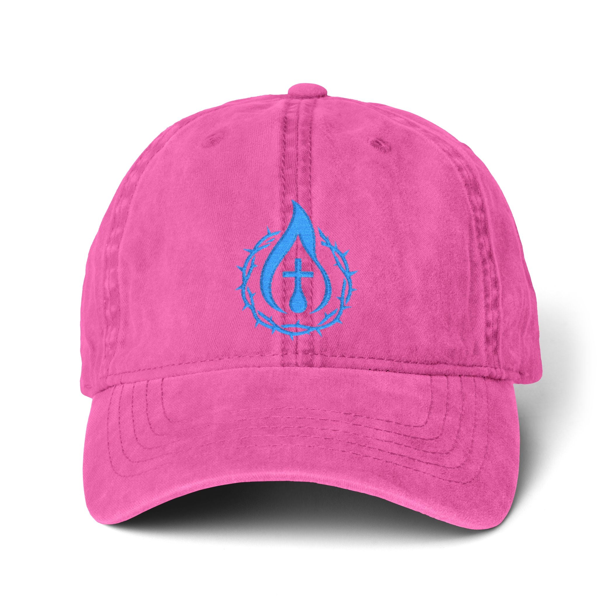 Women's "Anointed" Christian Cap (Blue Logo) (makeup-resistant, concealed ponytail opening)