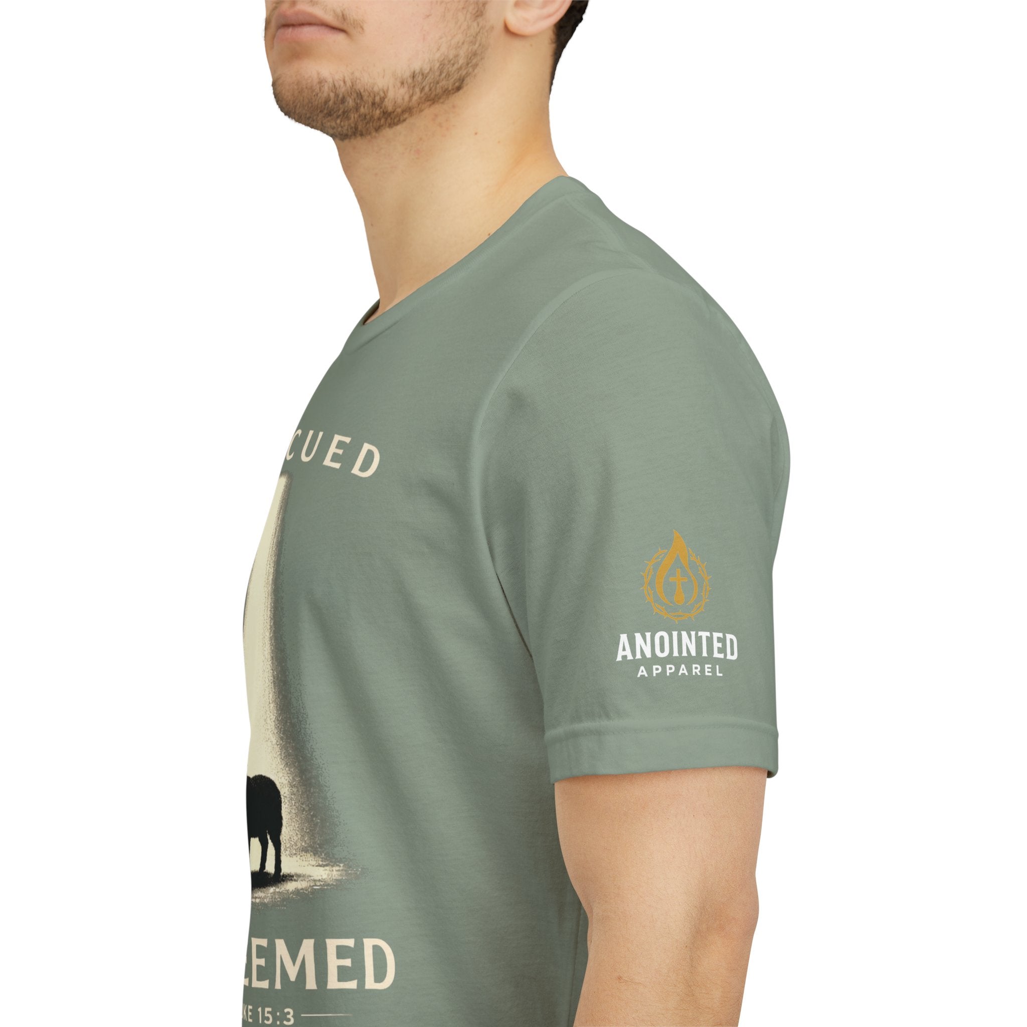 Luke 15:3 "Rescued and Redeemed" (Design on Front/Logo on Sleeve)