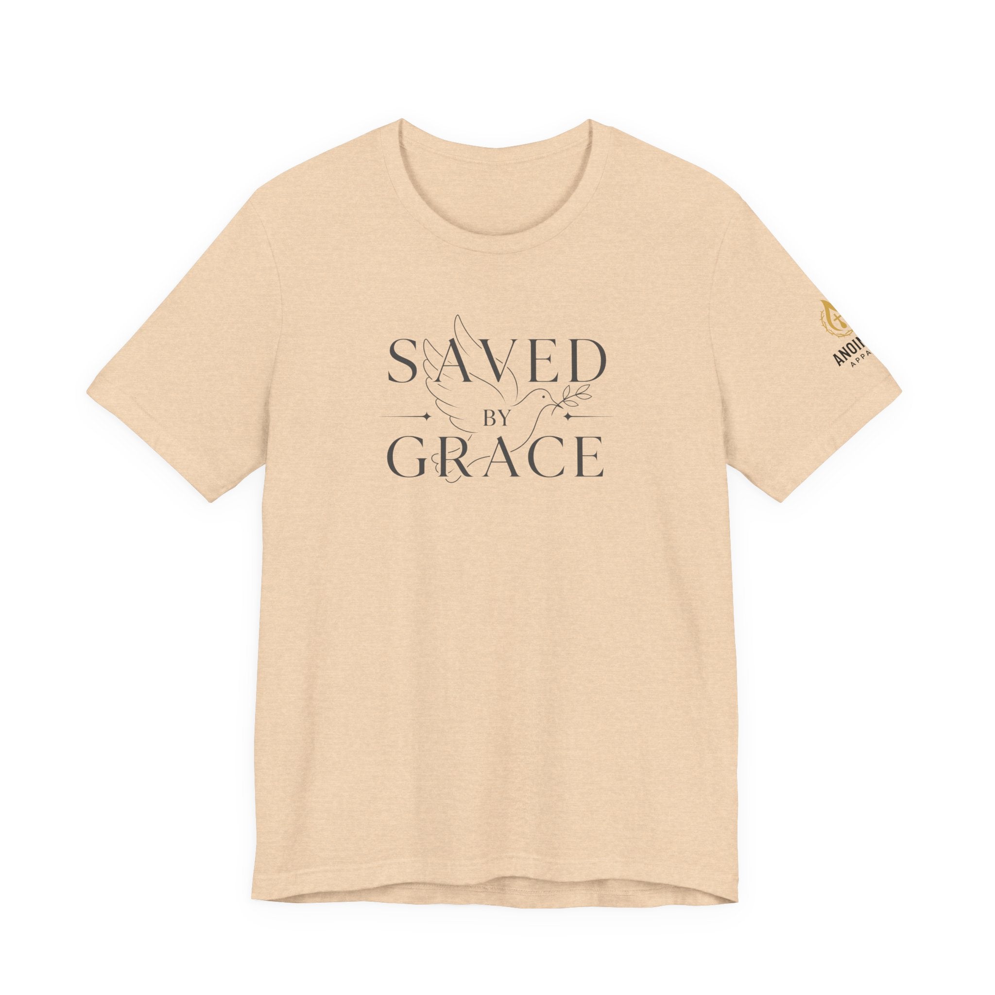 Ephesians 2:8 - "Saved by Grace" (Ladies) (Design on Front/Logo on Sleeve)