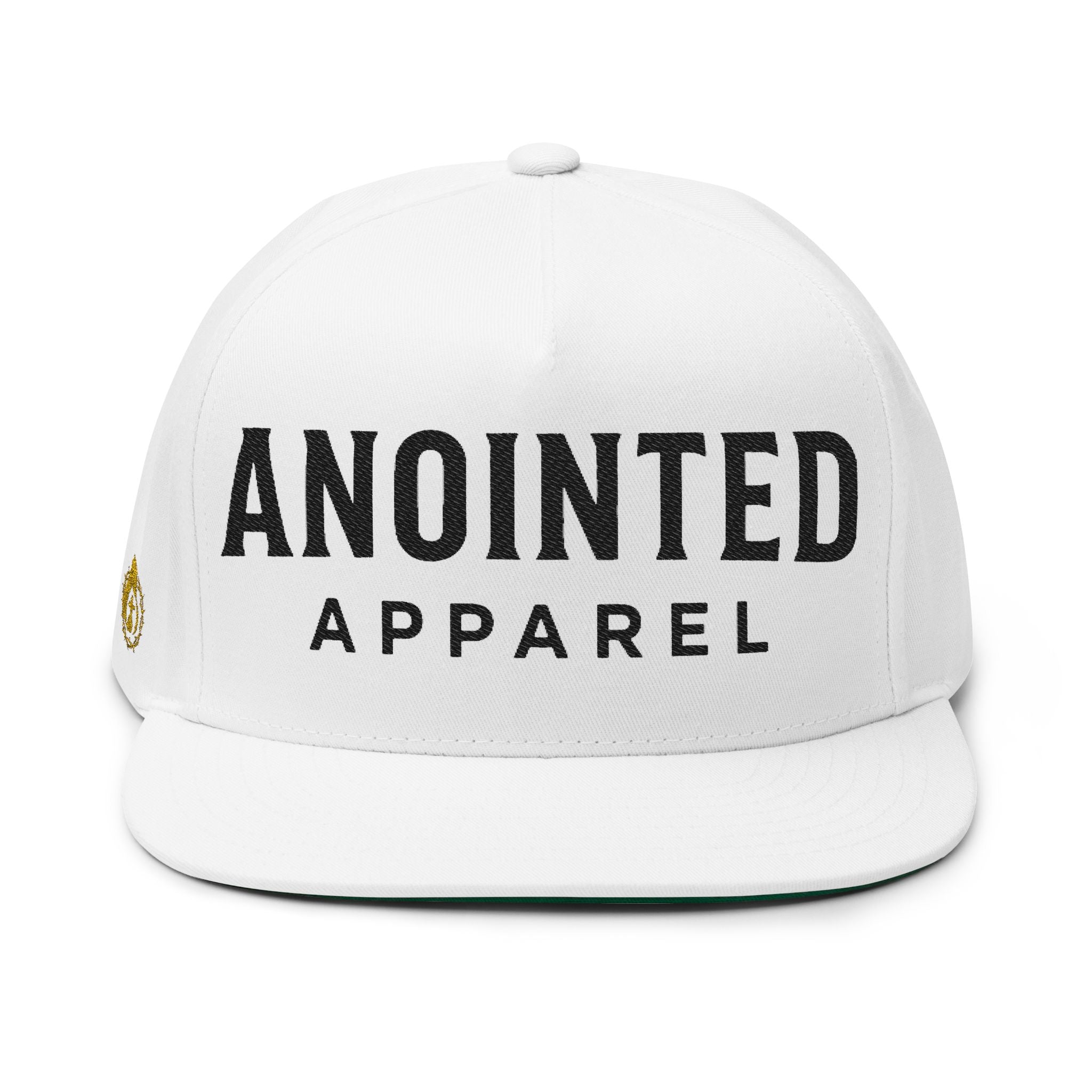 "Anointed" Flat Bill Snapback (Black) (Embroidered Front/Side)