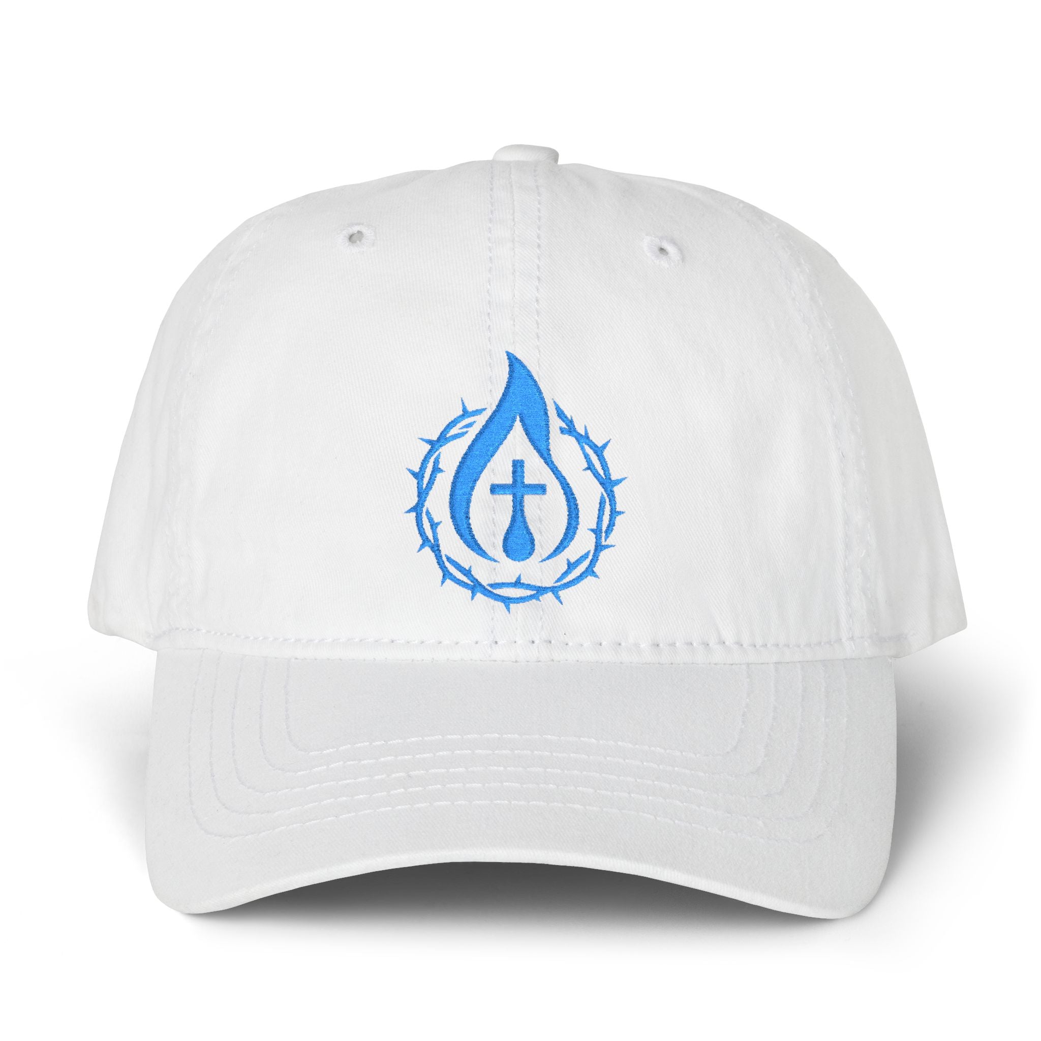 Women's "Anointed" Christian Cap (Blue Logo) (makeup-resistant, concealed ponytail opening)