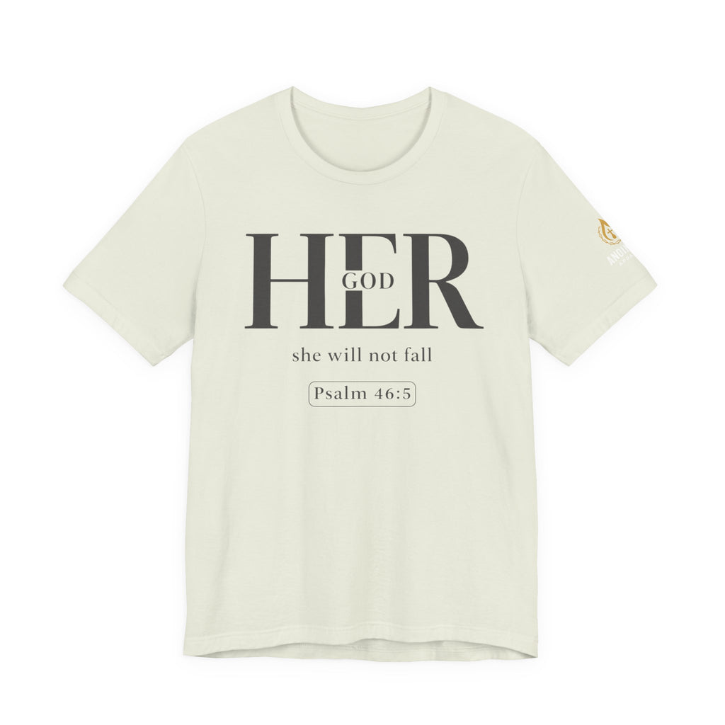 Psalm 46:5 - "God is Within Her" (Ladies) (Design on Front/Logo on Sleeve)