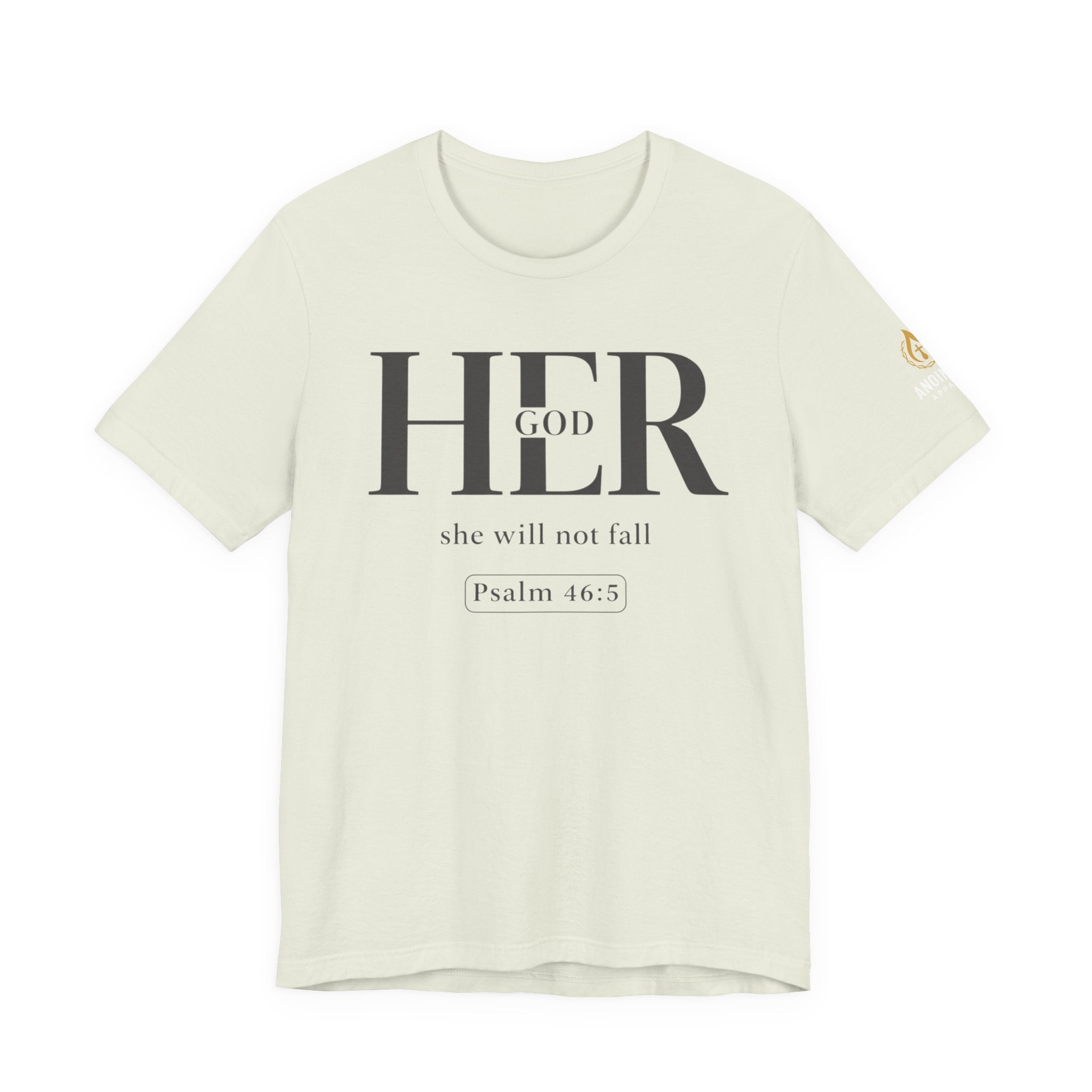 Psalm 46:5 - "God is Within Her" (Ladies) (Design on Front/Logo on Sleeve)