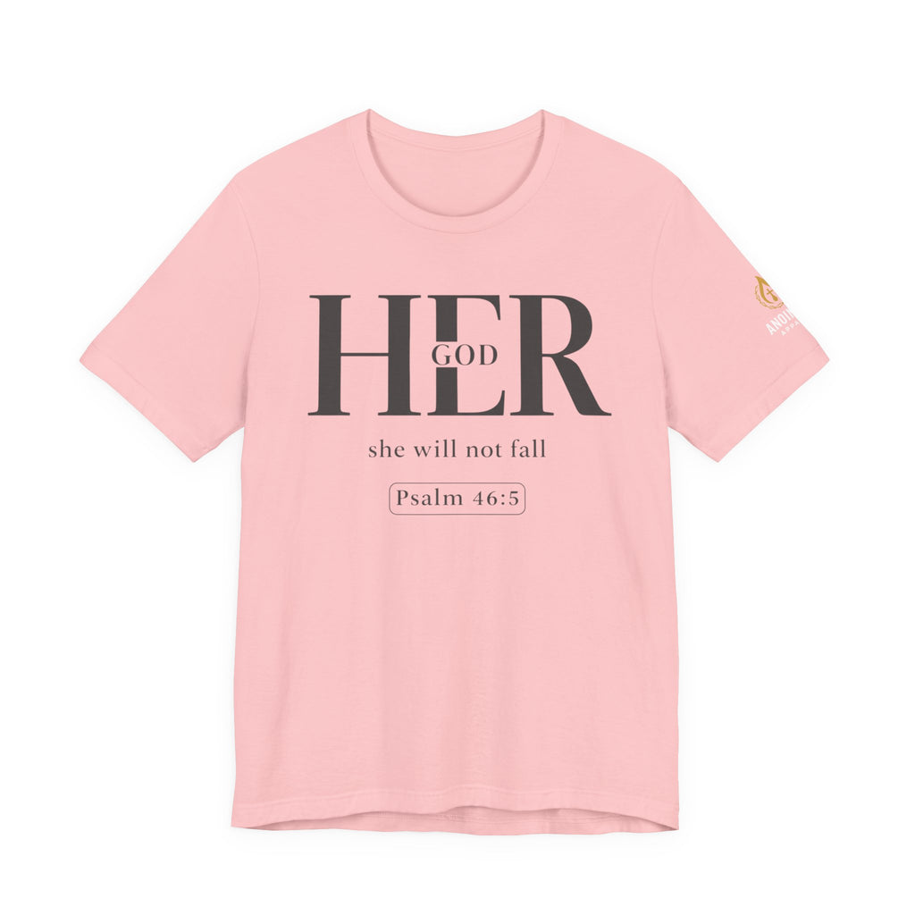 Psalm 46:5 - "God is Within Her" (Ladies) (Design on Front/Logo on Sleeve)