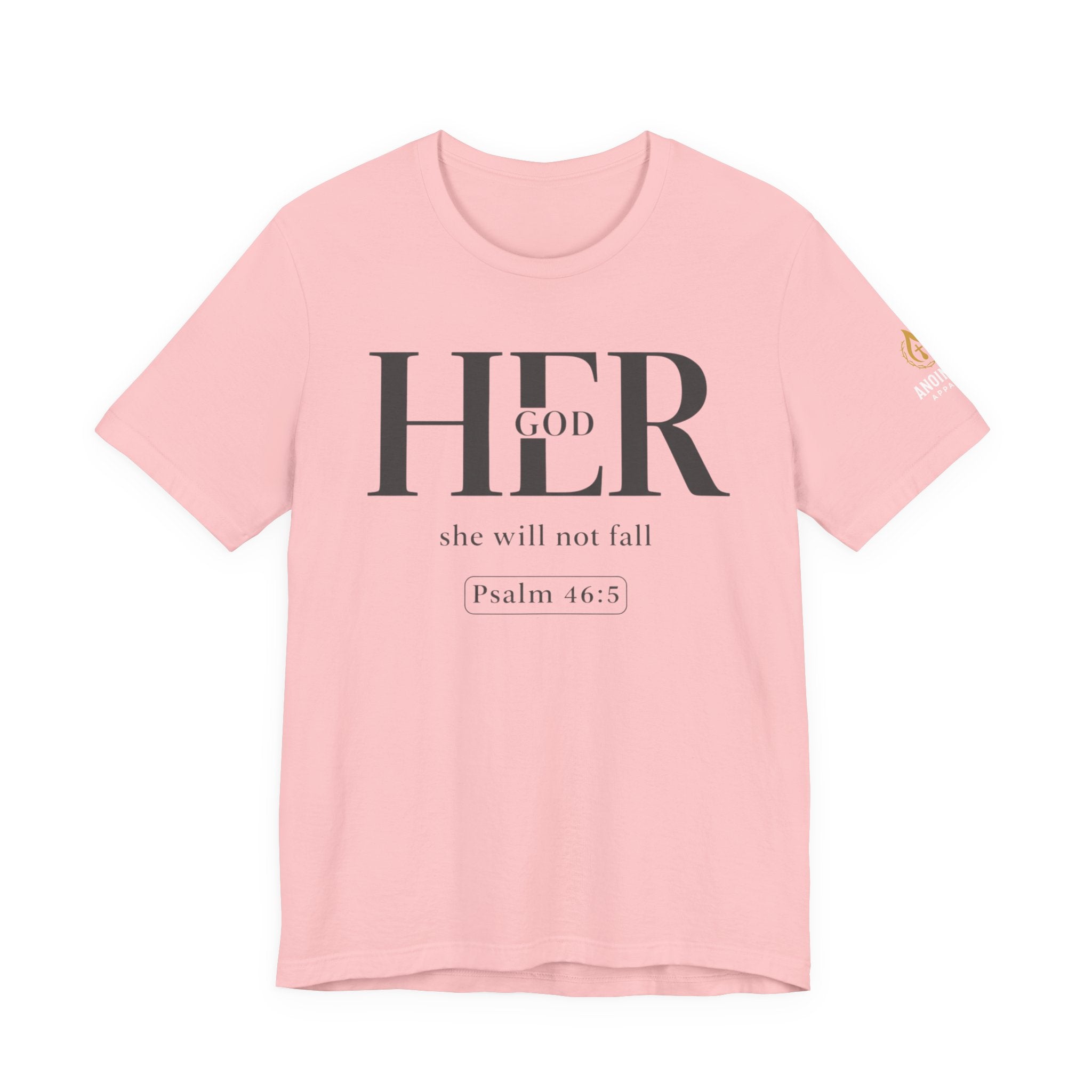 Psalm 46:5 - "God is Within Her" (Ladies) (Design on Front/Logo on Sleeve)