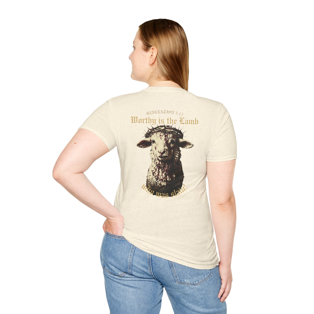 Revelation 5:12 - "Worthy is the Lamb" (Design on Back/Logo on Front)