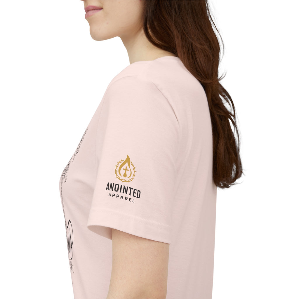 (NLE EDITION) Romans 8:14 - "I Ride With Jesus" (Ladies) (Design on Front/Logo on Sleeve)