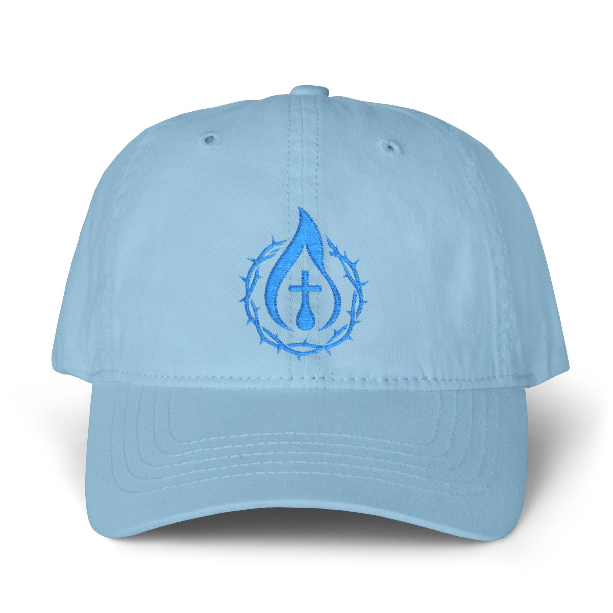 Women's "Anointed" Christian Cap (Blue Logo) (makeup-resistant, concealed ponytail opening)