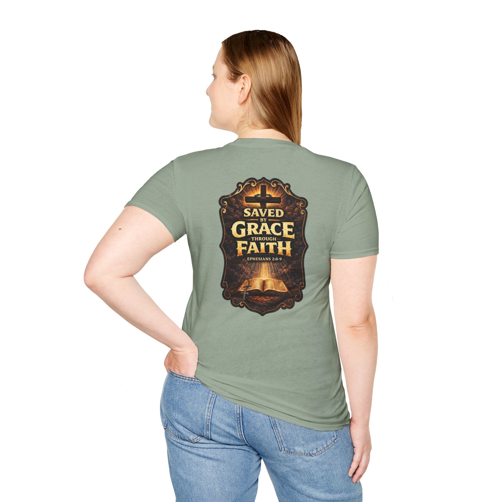 "Saved by Grace" (Design on Back/Logo on Front)