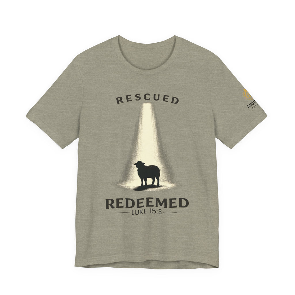 Luke 15:3 "Rescued and Redeemed" (Design on Front/Logo on Sleeve)