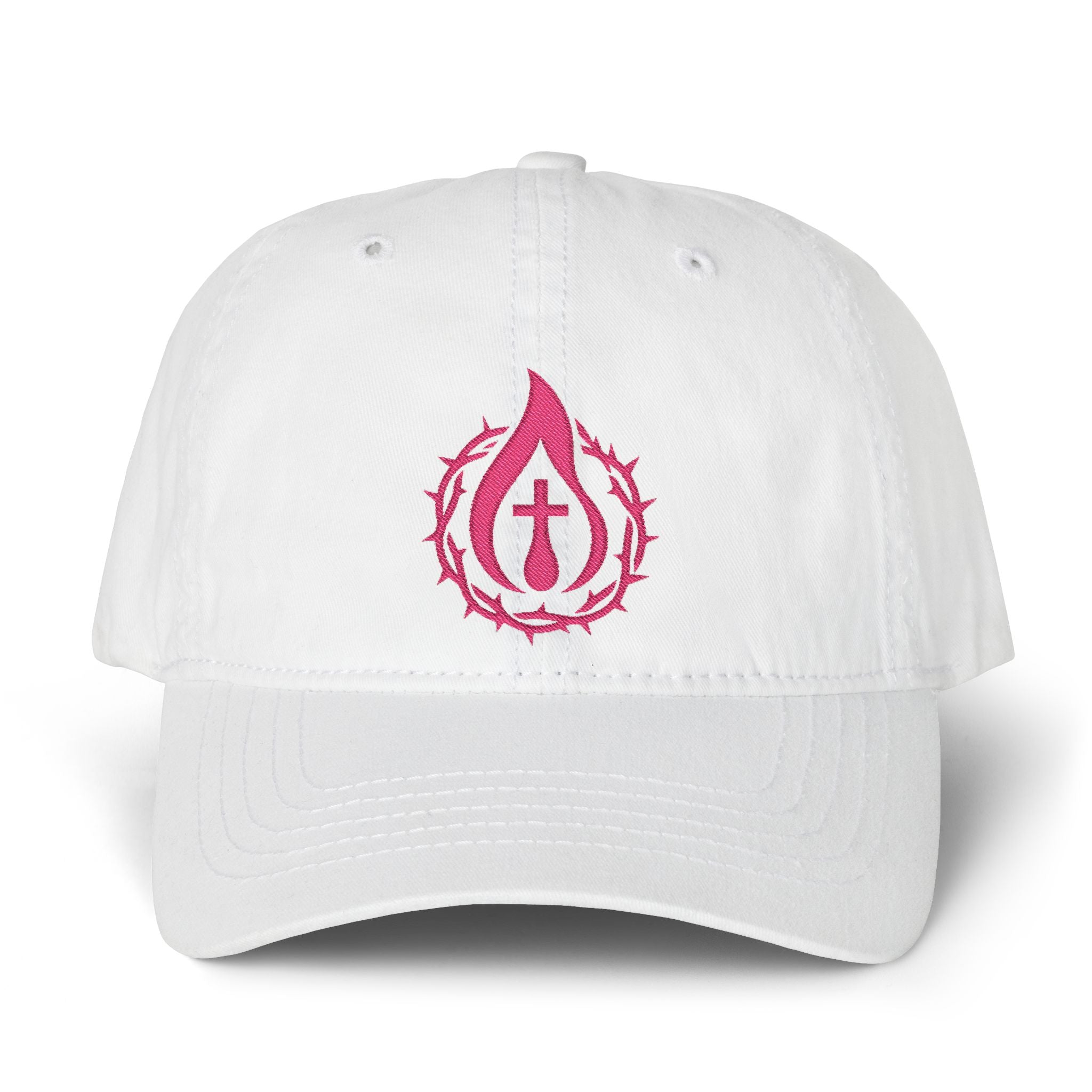 Women's "Anointed" Christian Cap (Pink Logo) (makeup-resistant w/ concealed ponytail opening)