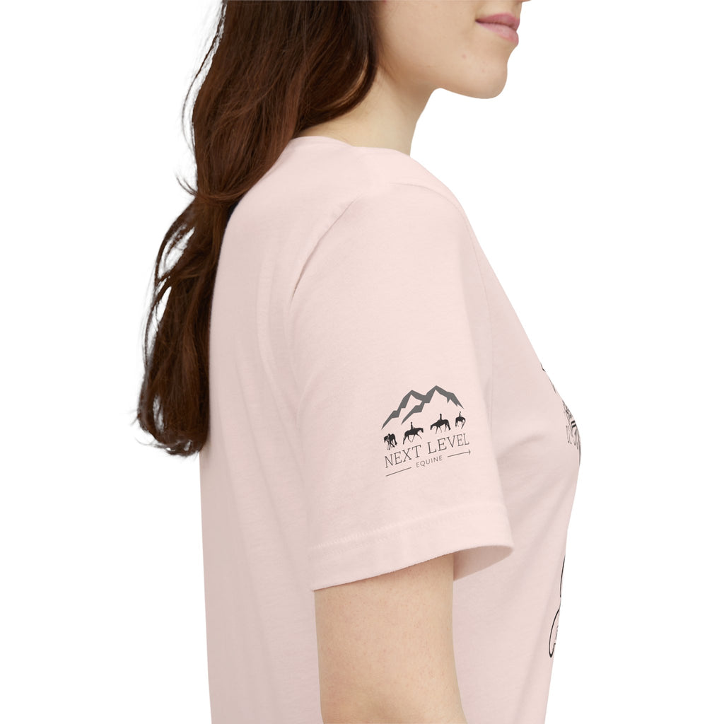 (NLE EDITION) Romans 8:14 - "I Ride With Jesus" (Ladies) (Design on Front/Logo on Sleeve)