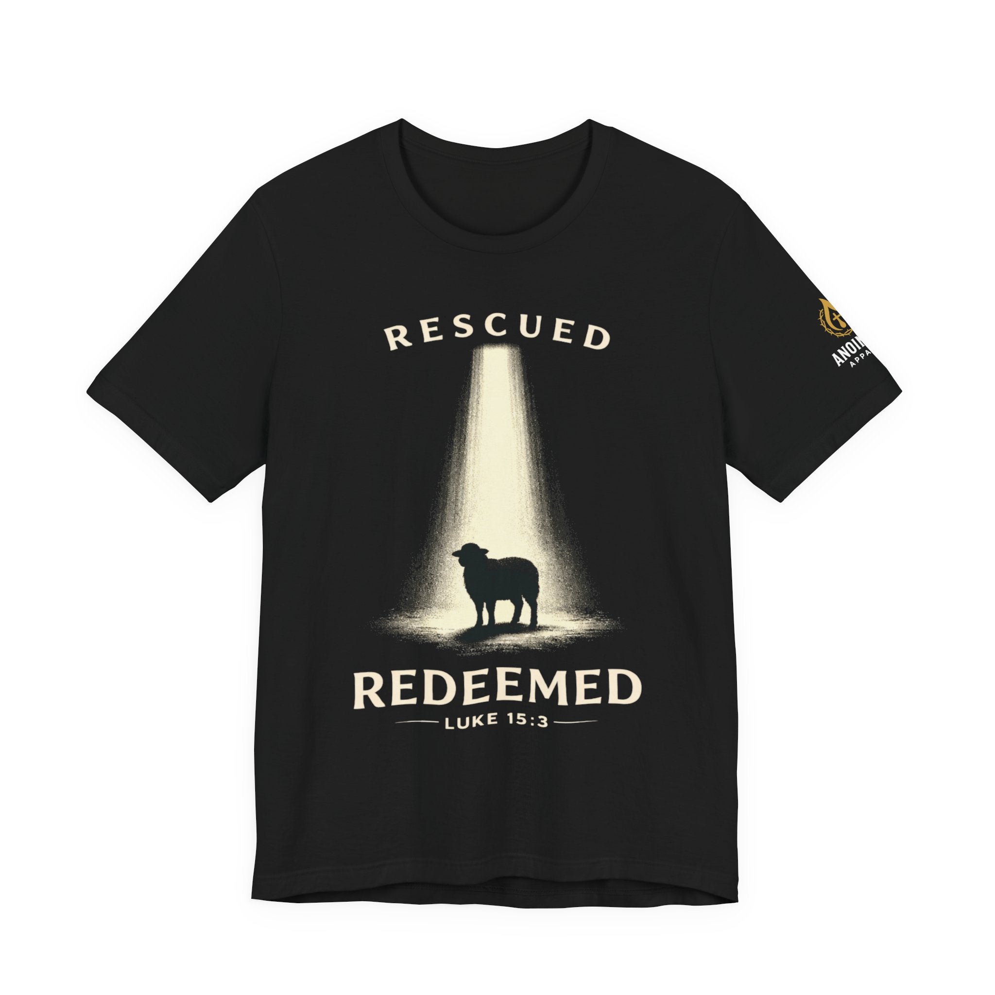 Luke 15:3 "Rescued and Redeemed" (Design on Front/Logo on Sleeve)