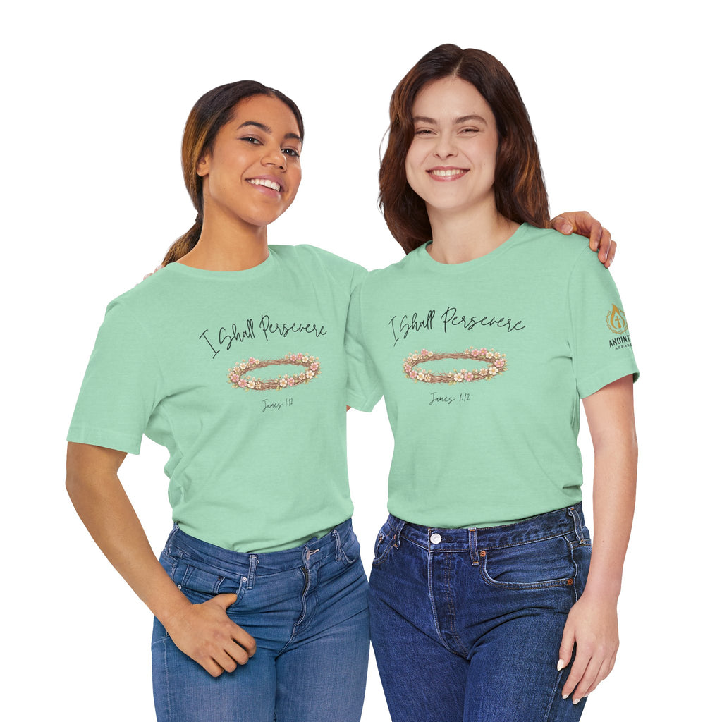 James 1:12 - "Crown of Life" (Ladies) (Design on Front/Logo on Sleeve)