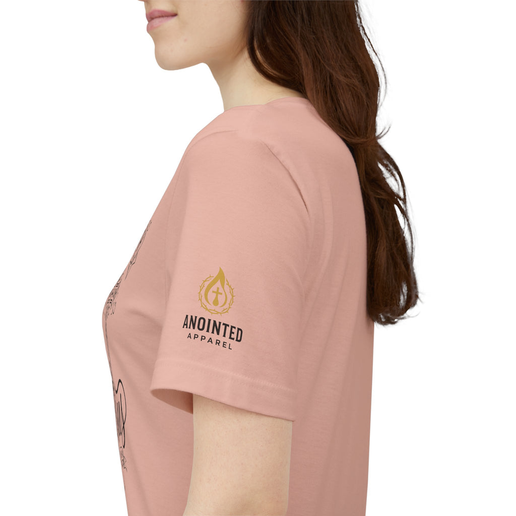 (NLE EDITION) Romans 8:14 - "I Ride With Jesus" (Ladies) (Design on Front/Logo on Sleeve)