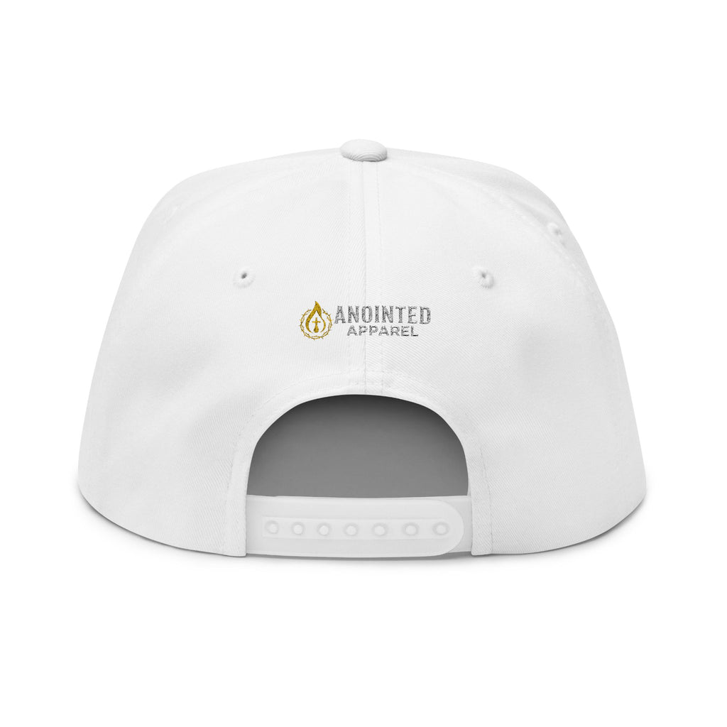 "YHWH" (White) Flat Bill Snapback (Embroidered Front/Back)