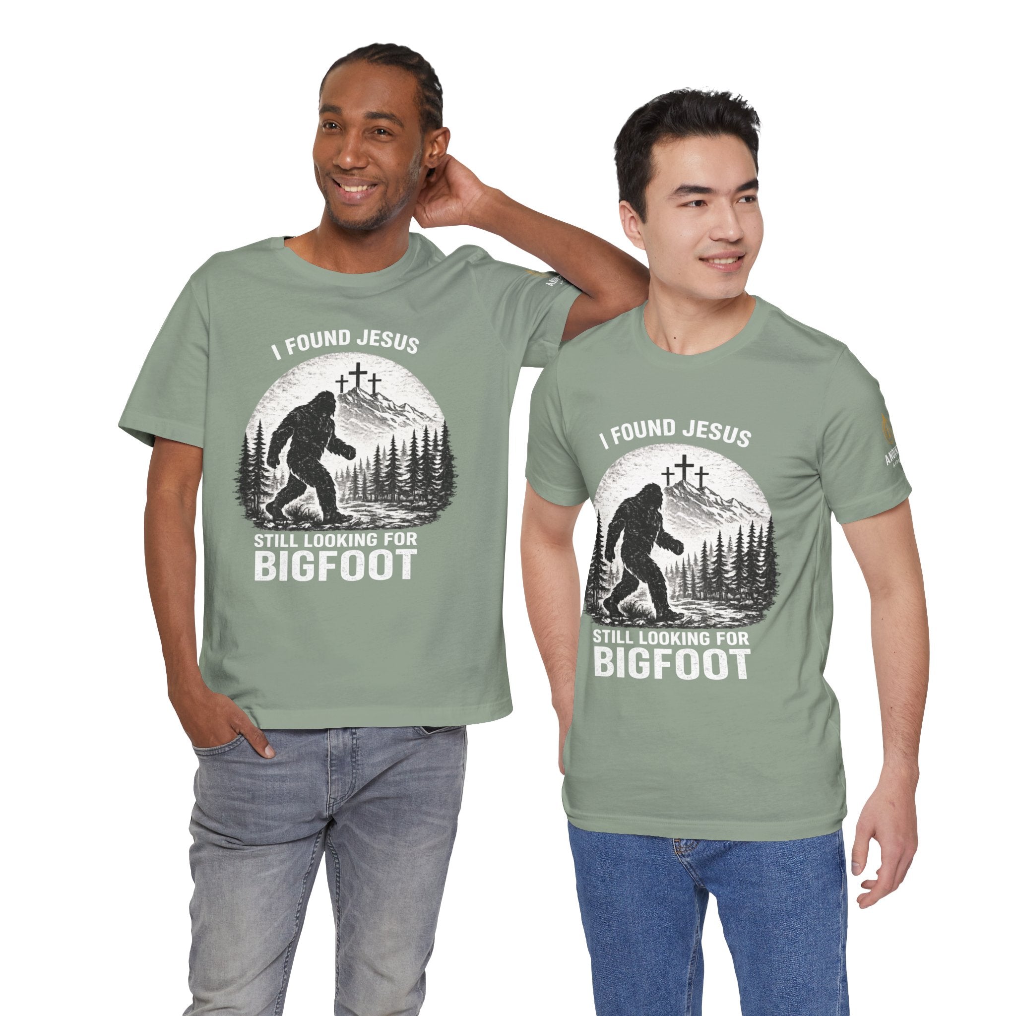 "Jesus and Bigfoot" (Design on Front/Logo on Sleeve)