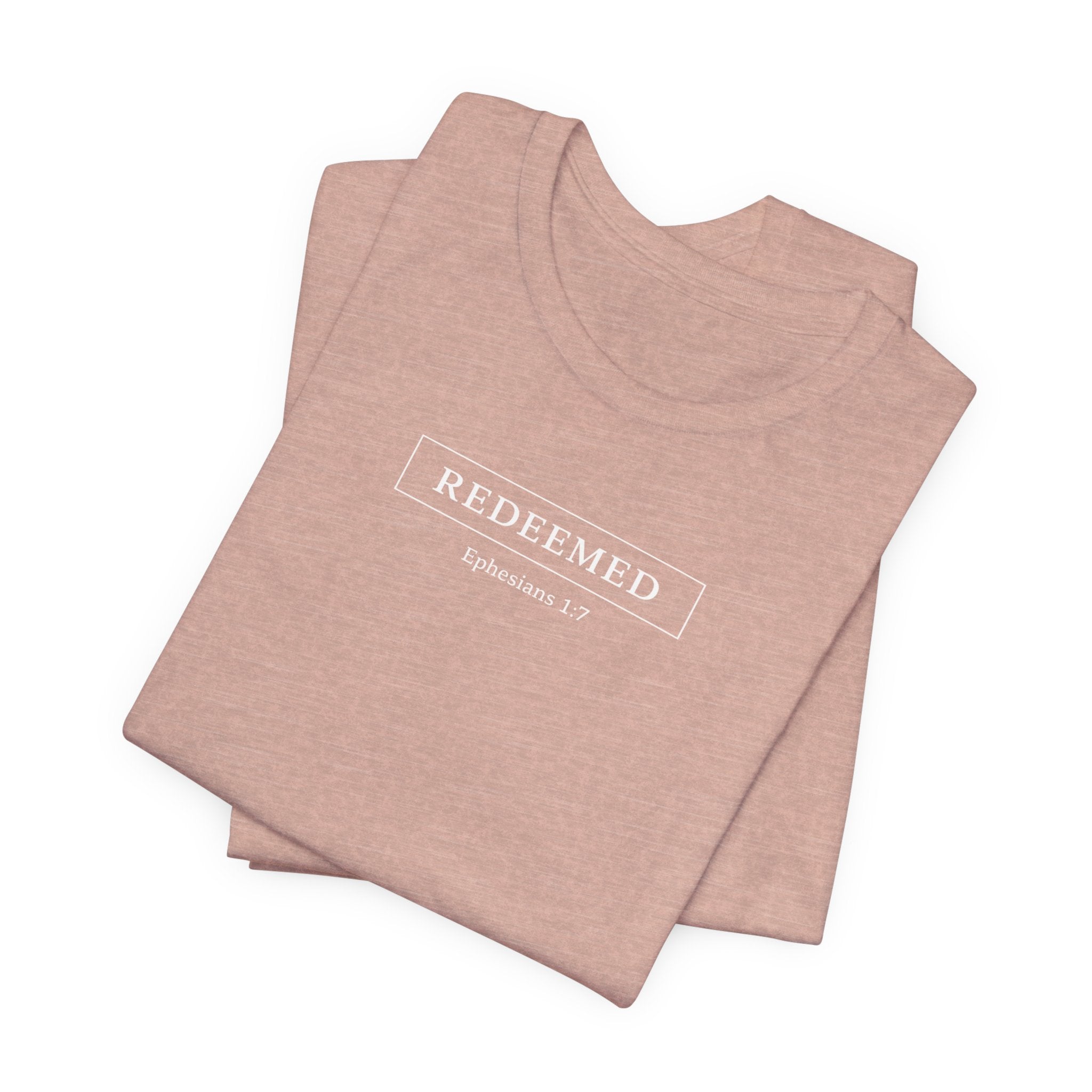Ephesians 1:7 "Redeemed" (Design on Front/Logo on Sleeve)