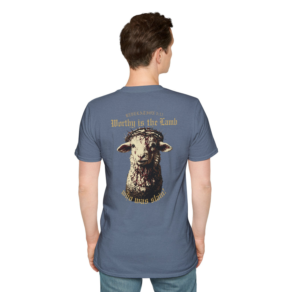 Revelation 5:12 - "Worthy is the Lamb" (Design on Back/Logo on Front)