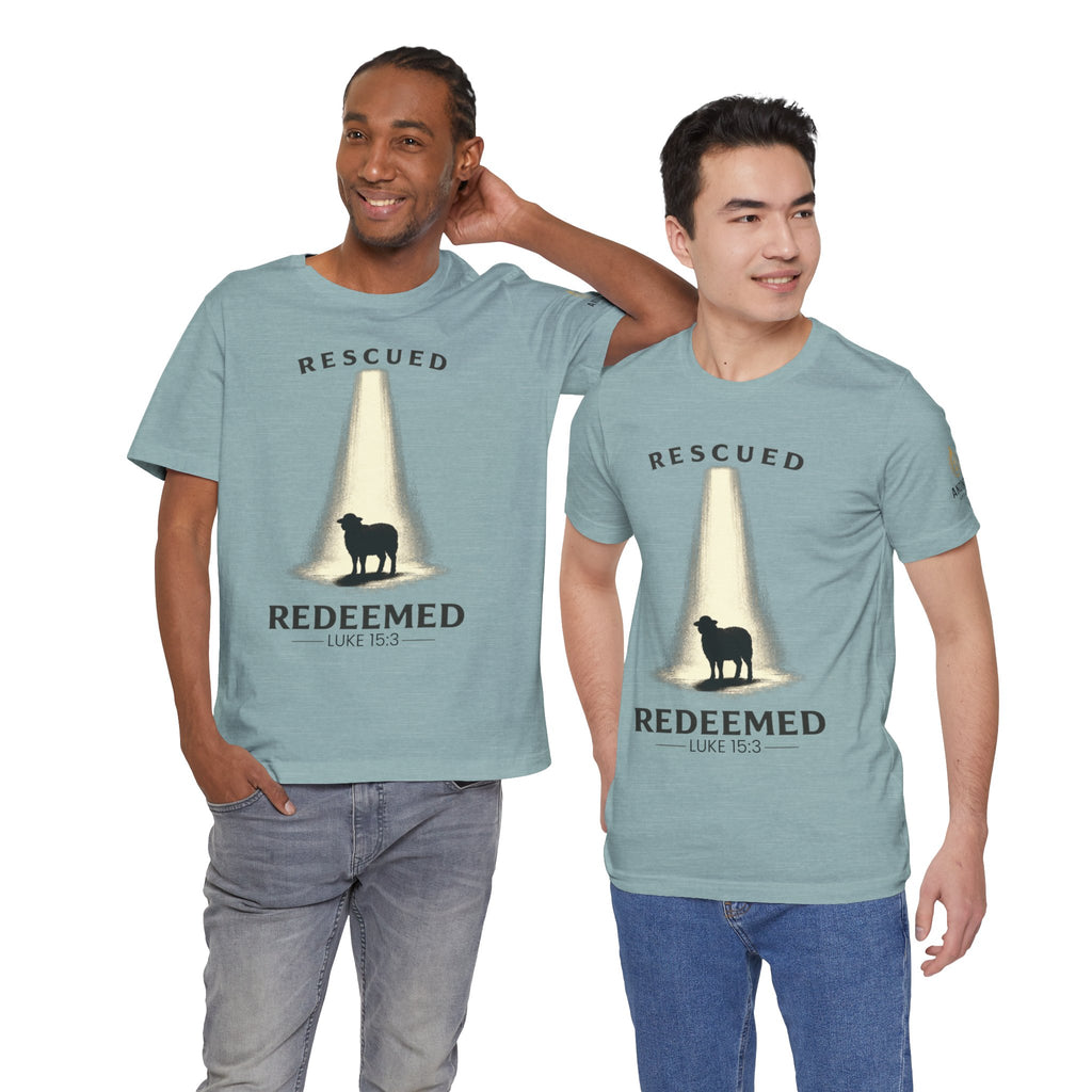 Luke 15:3 "Rescued and Redeemed" (Design on Front/Logo on Sleeve)