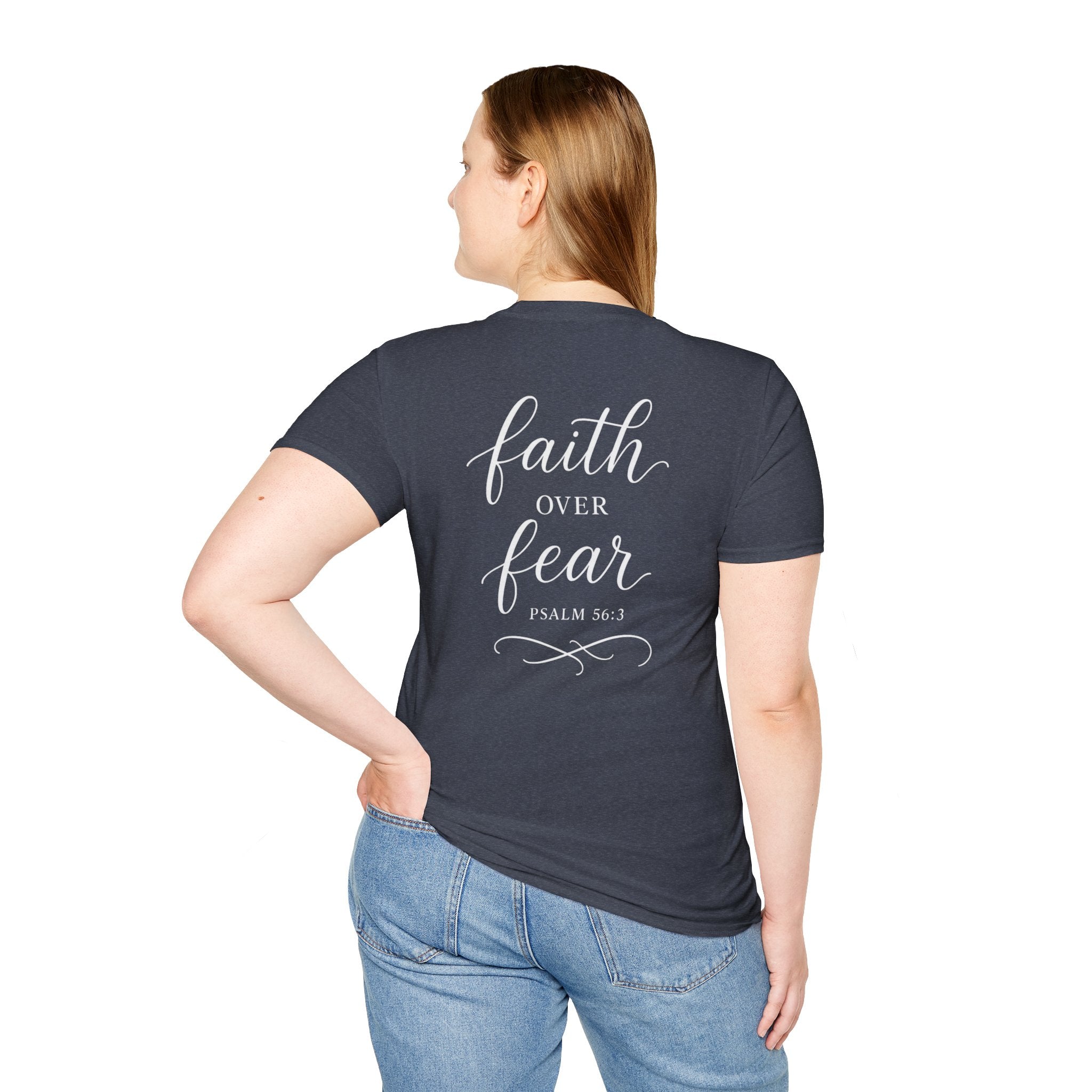 "Faith Over Fear" (Ladies) (Design on Back/Logo on Front)