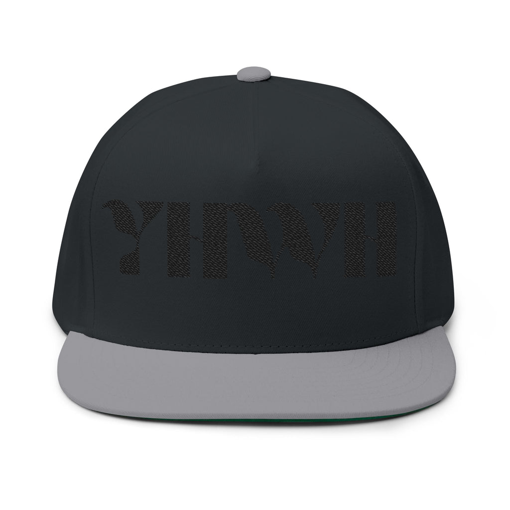 "YHWH" (Black) Flat Bill Snapback (Embroidered Front/Back)