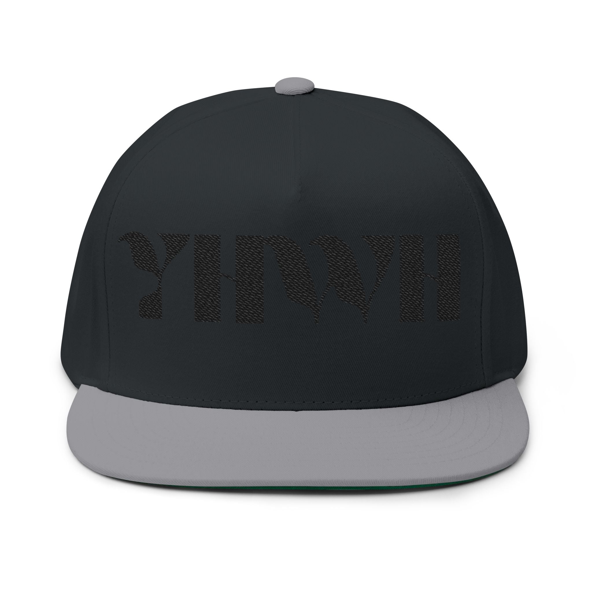"YHWH" (Black) Flat Bill Snapback (Embroidered Front/Back)