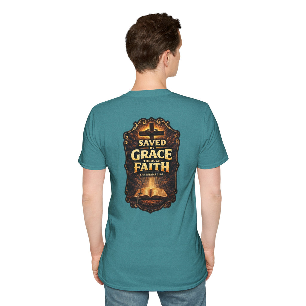 "Saved by Grace" (Design on Back/Logo on Front)