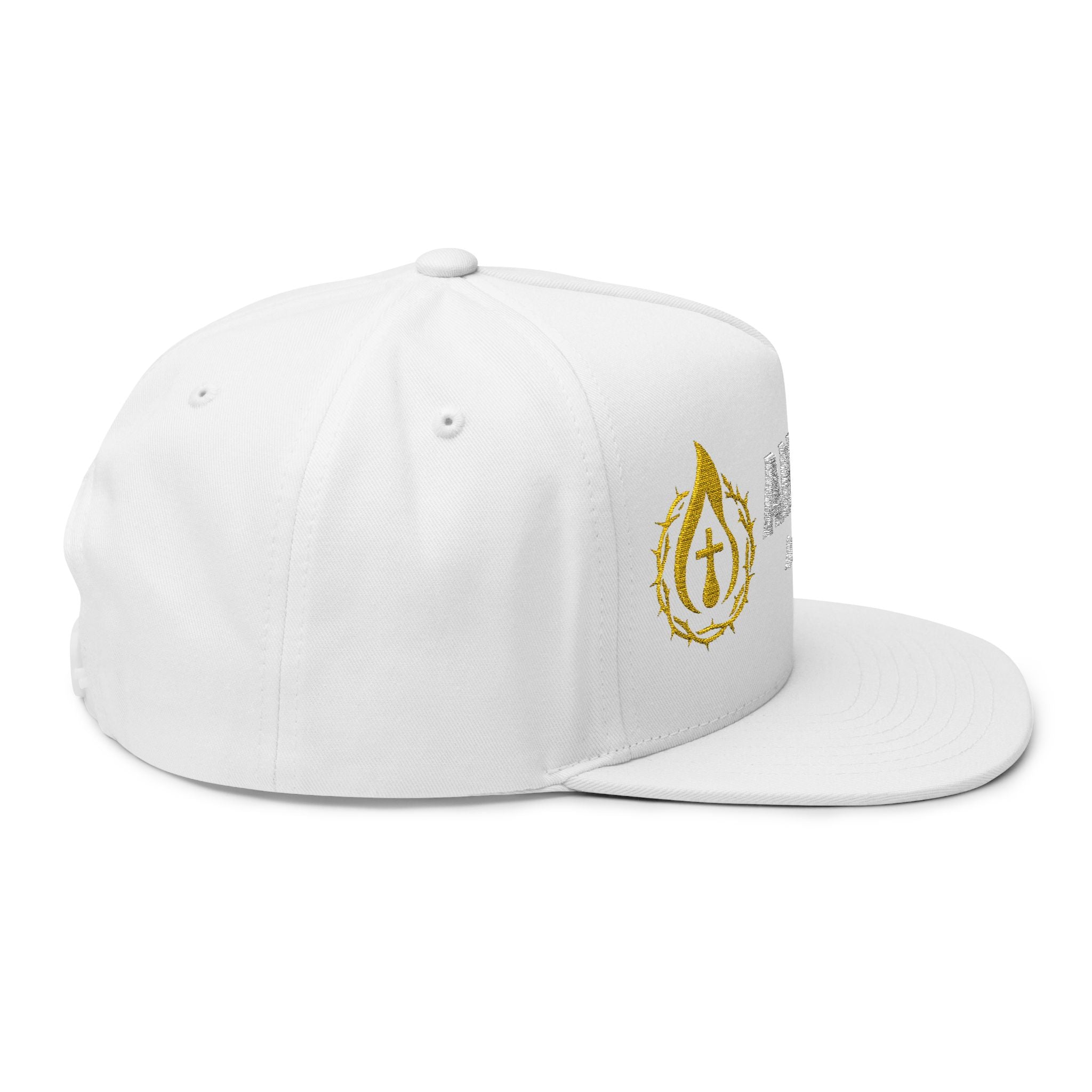 Flat Bill Snapback (White/No Outline)