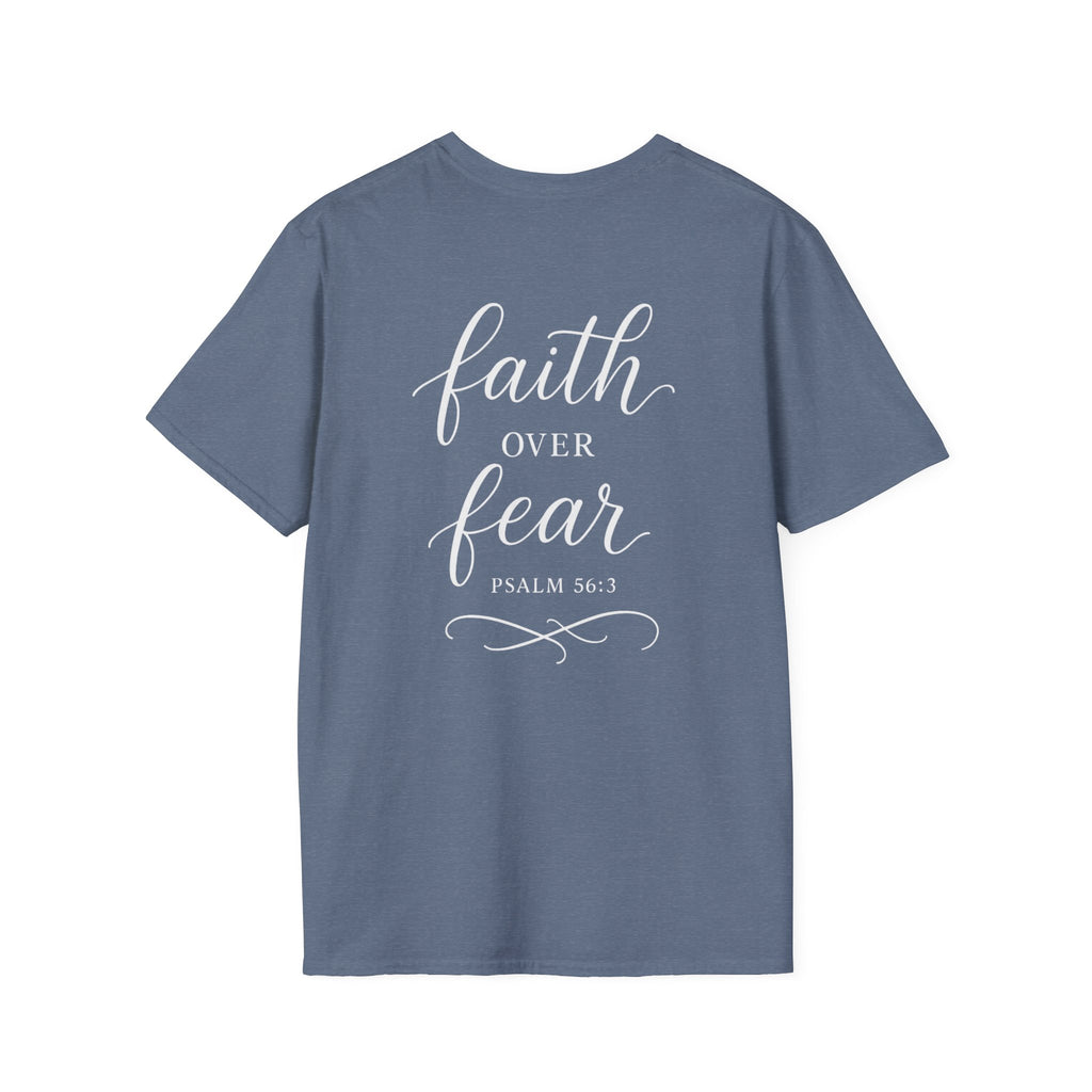 "Faith Over Fear" (Ladies) (Design on Back/Logo on Front)
