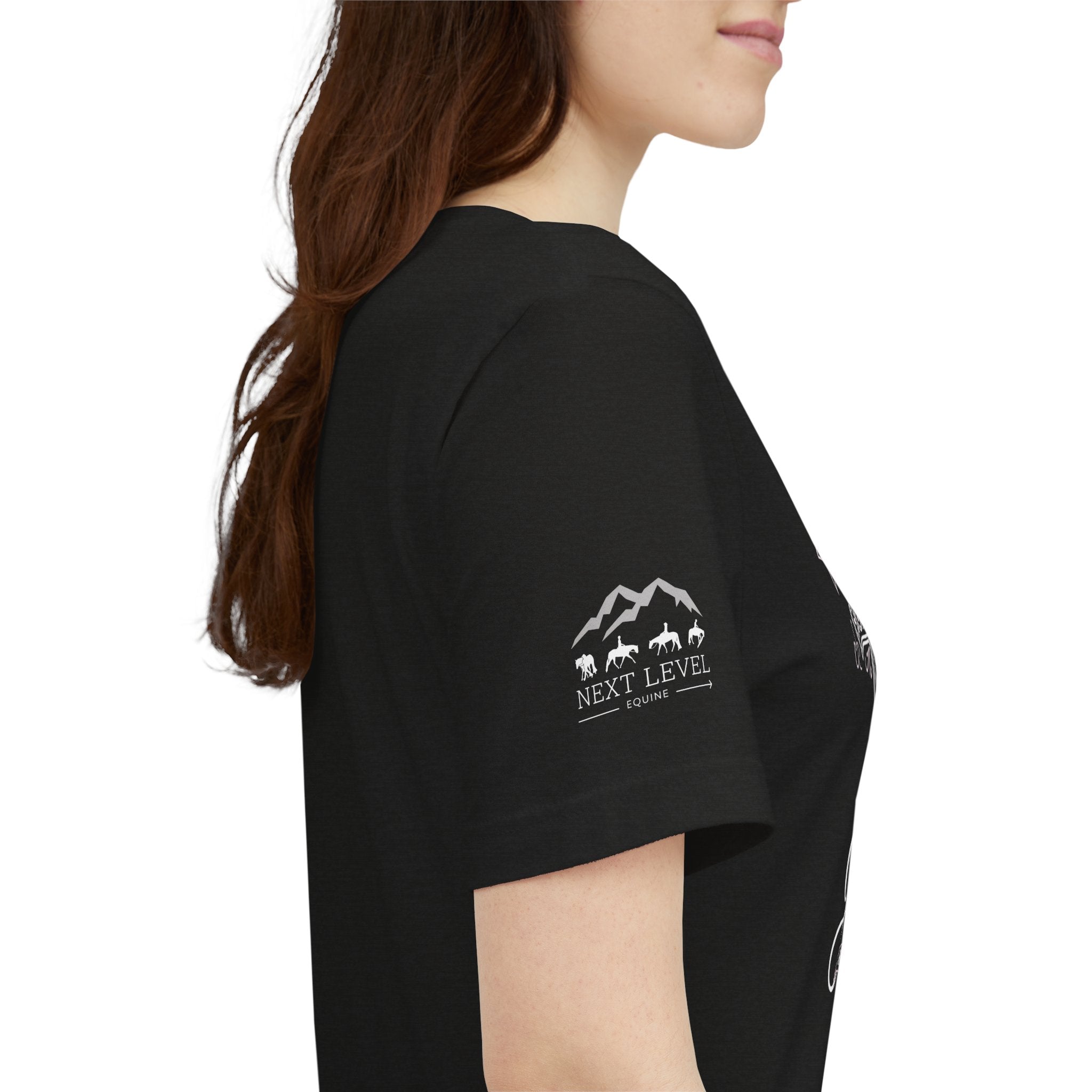 (NLE EDITION) Romans 8:14 - "I Ride With Jesus" (Ladies) (Design on Front/Logo on Sleeve)