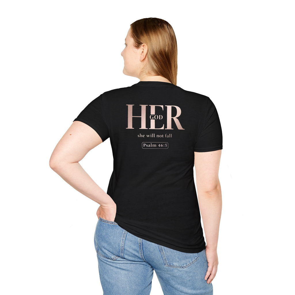 Psalm 46:5 - "God is Within Her" (Ladies) (Design on Back/Logo on Front)