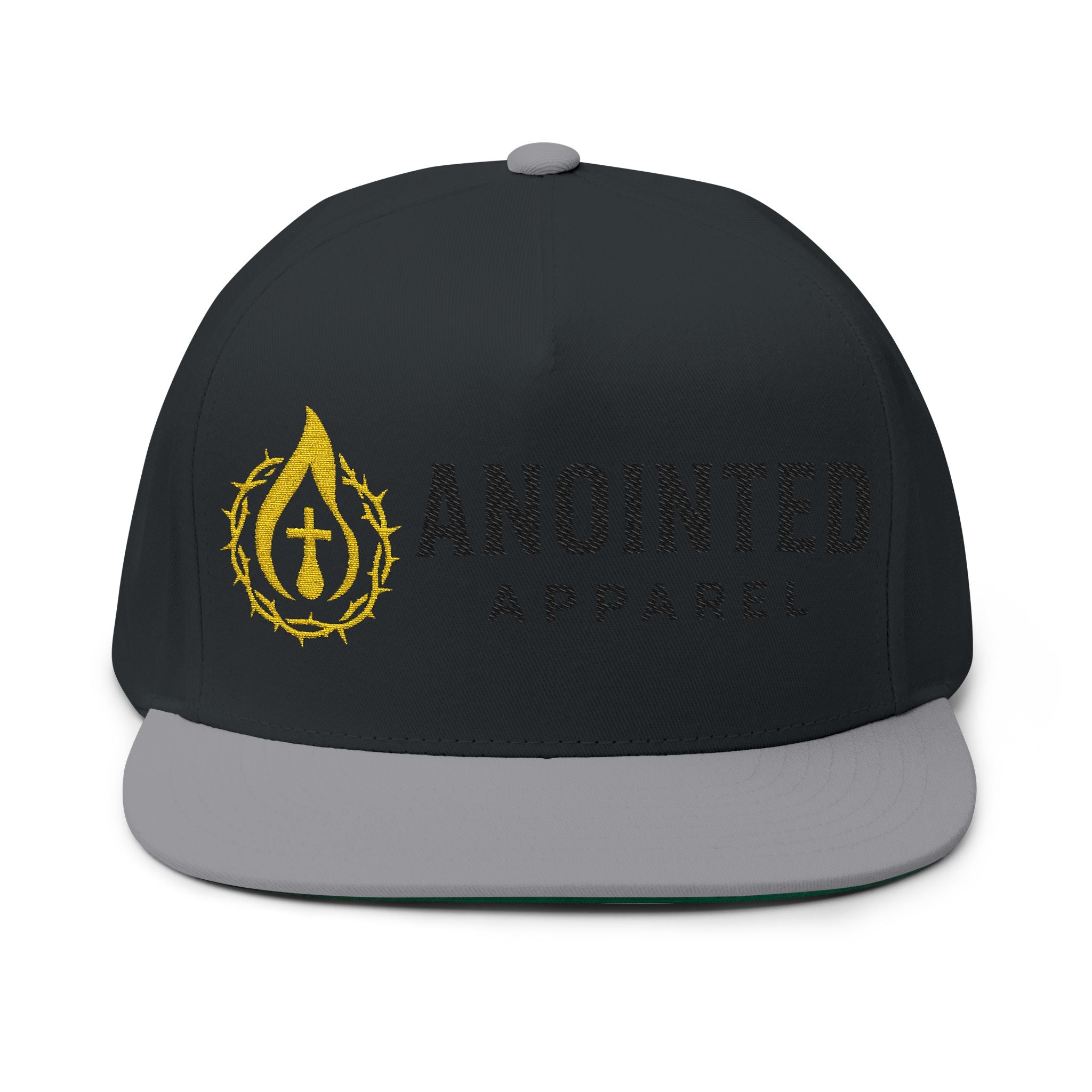 Flat Bill Snapback (Black/No Outline)