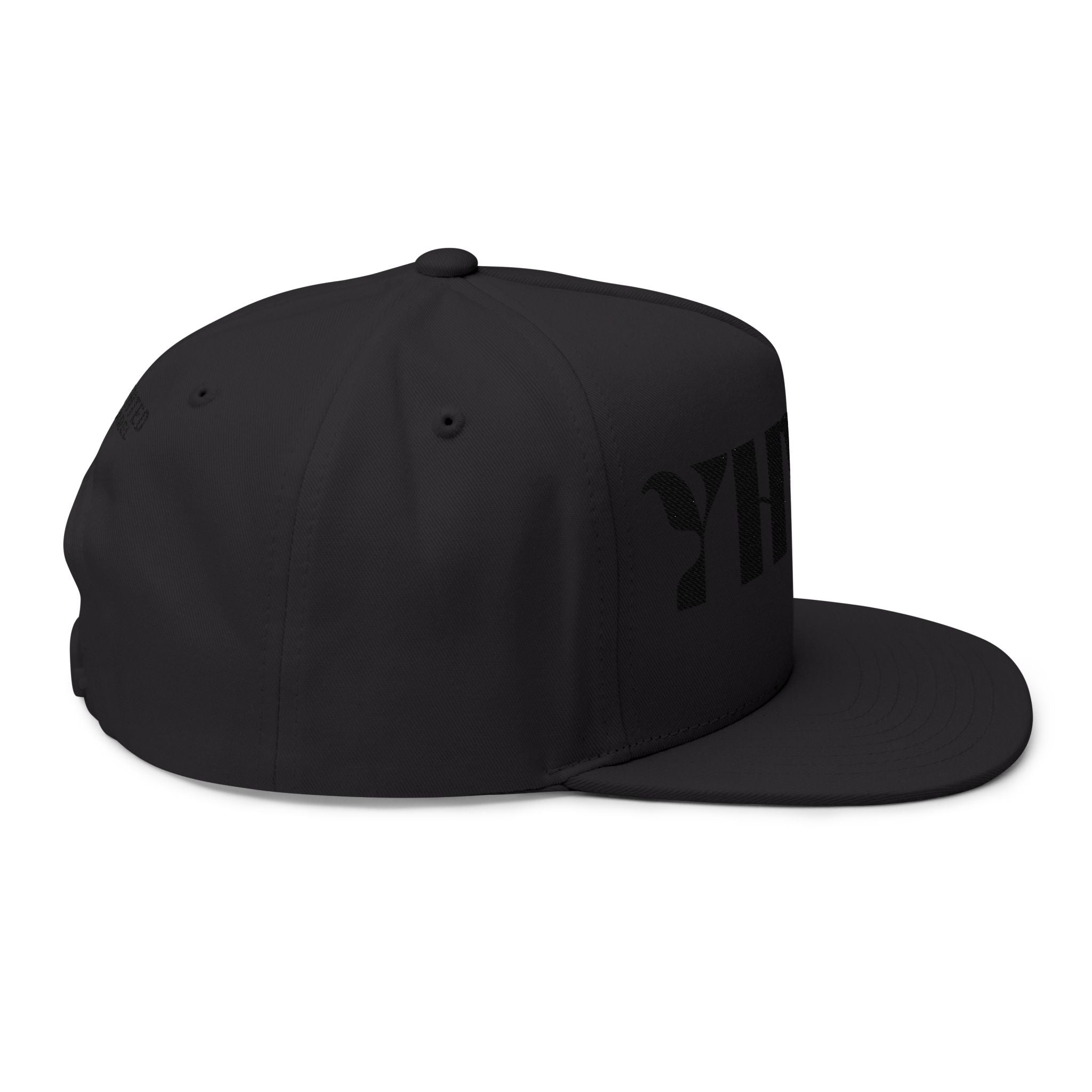 "YHWH" (Black) Flat Bill Snapback (Embroidered Front/Back)