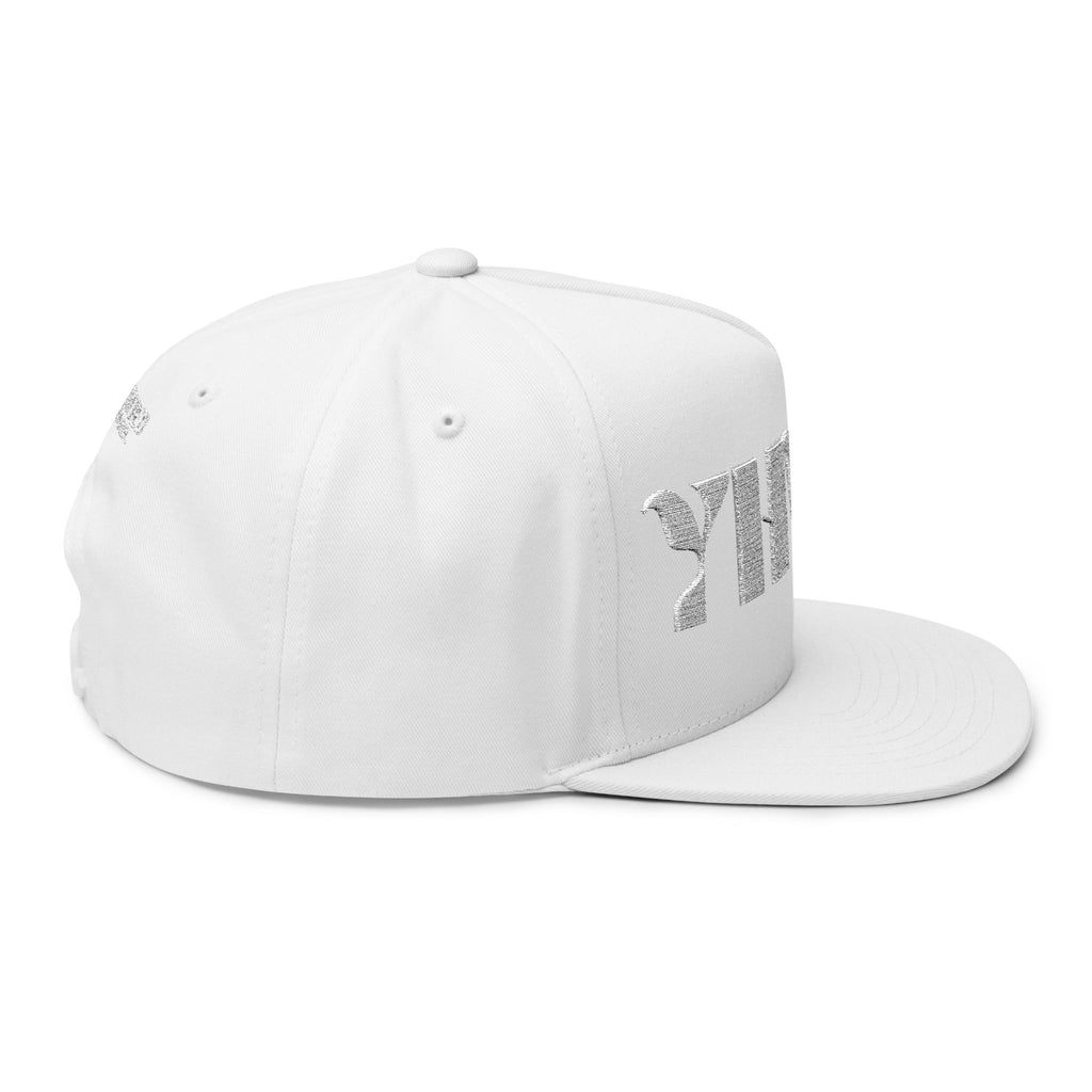 "YHWH" (White) Flat Bill Snapback (Embroidered Front/Back)