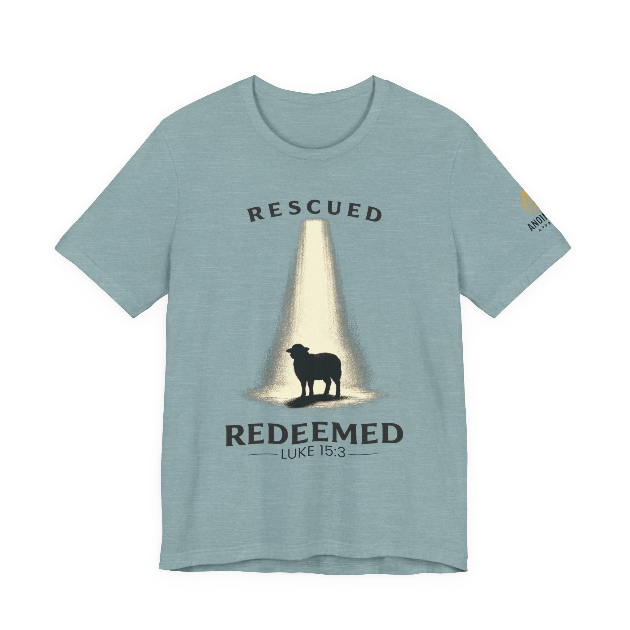 Luke 15:3 "Rescued and Redeemed" (Design on Front/Logo on Sleeve)
