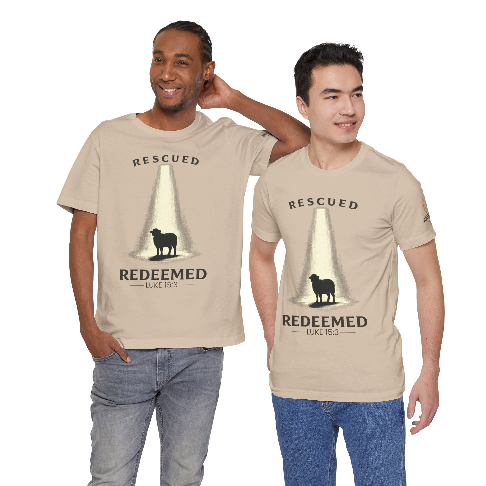 Luke 15:3 "Rescued and Redeemed" (Design on Front/Logo on Sleeve)