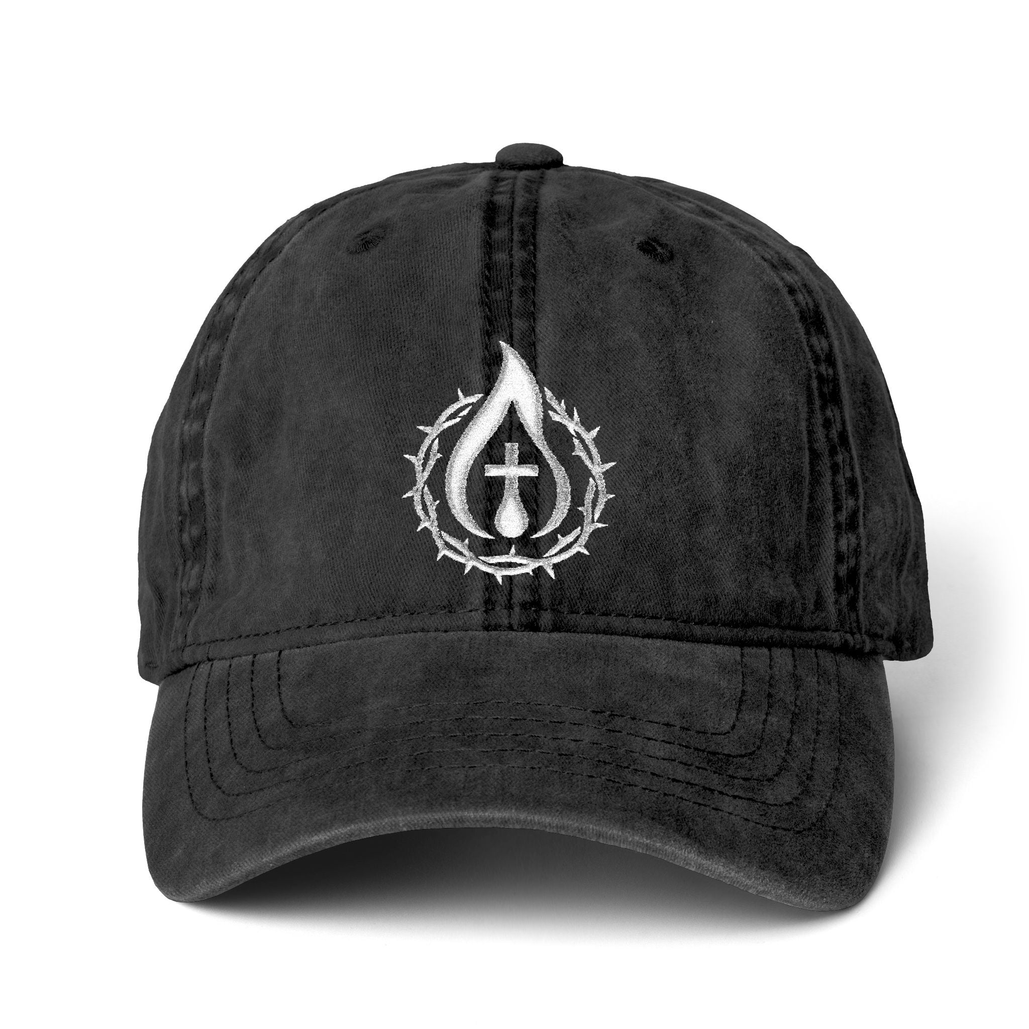 Women's "Anointed" Christian Cap (White Logo) (makeup-resistant w/ concealed ponytail opening)
