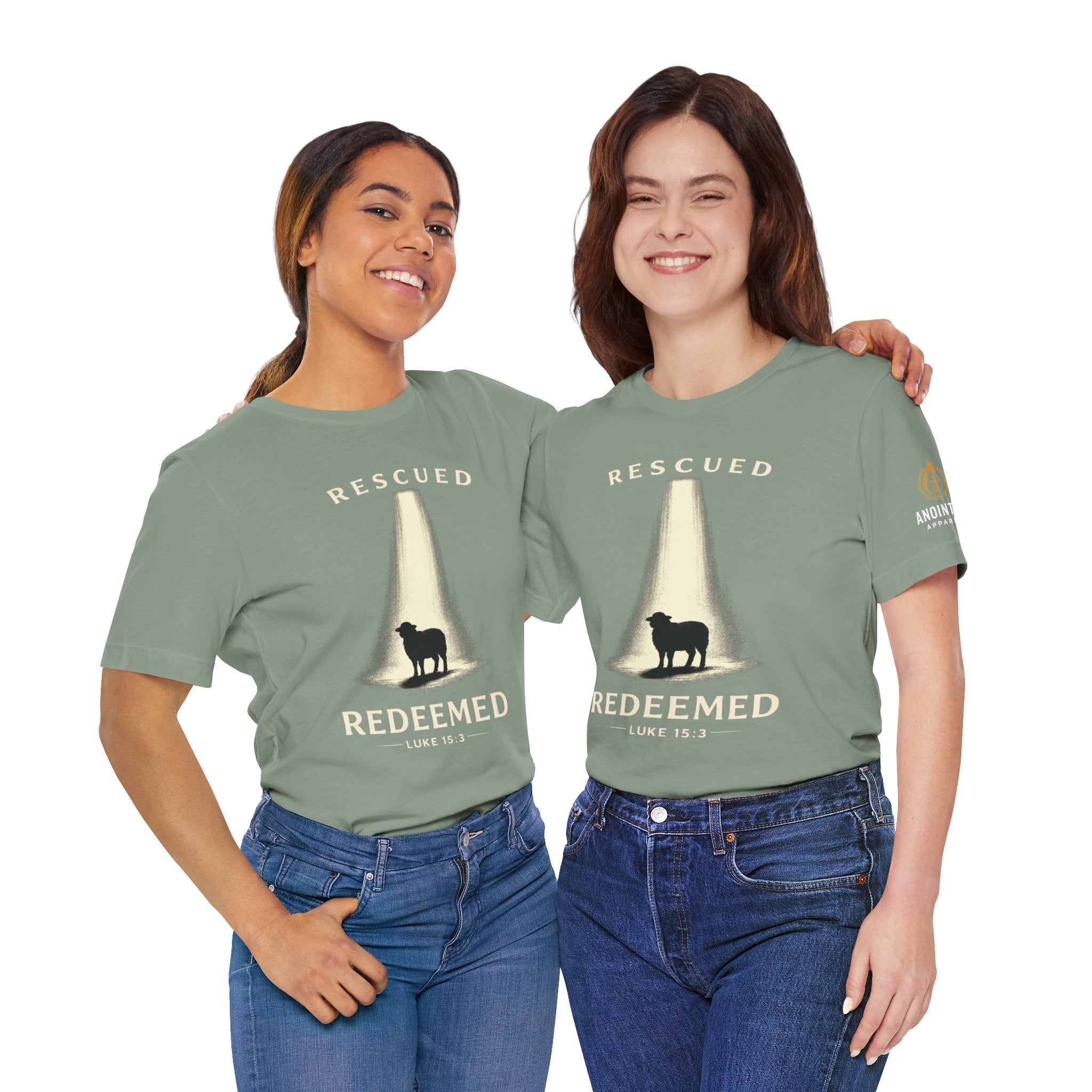 Luke 15:3 "Rescued and Redeemed" (Design on Front/Logo on Sleeve)