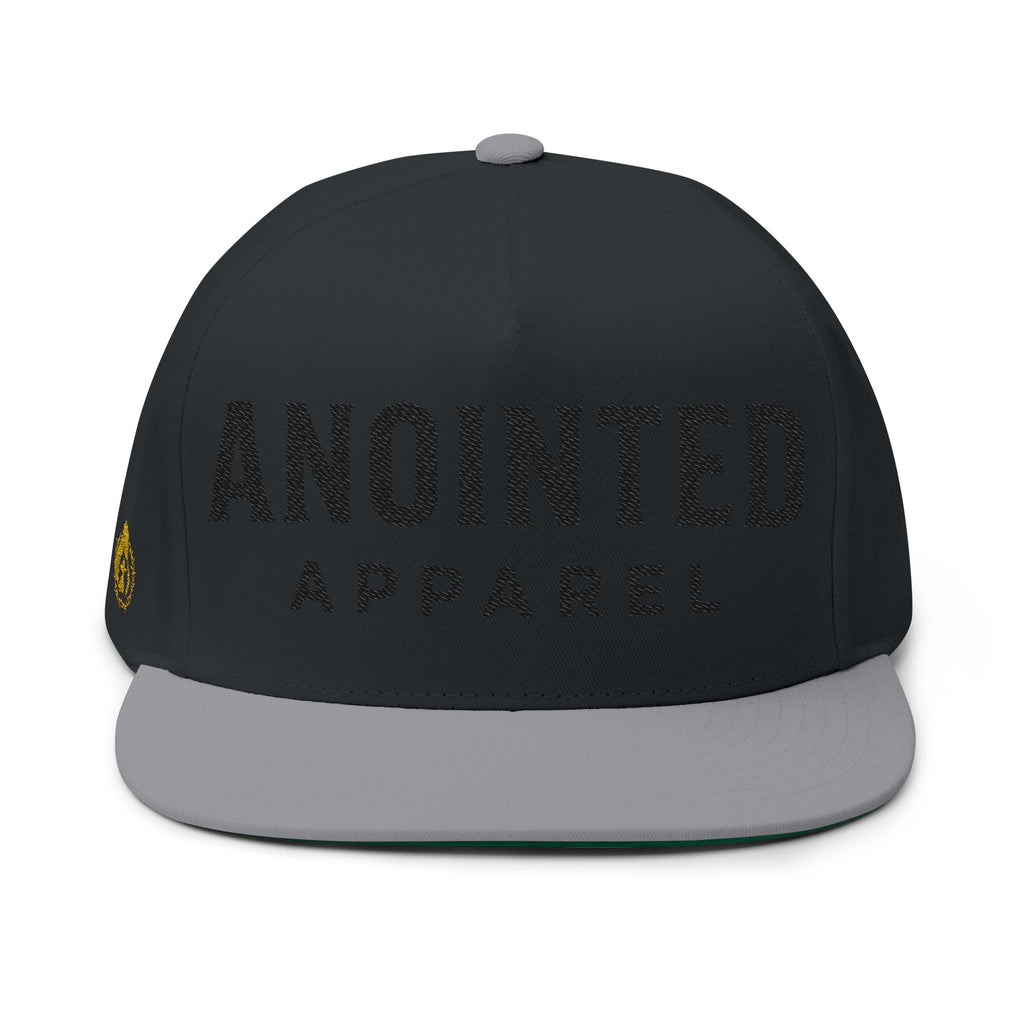 "Anointed" Flat Bill Snapback (Black) (Embroidered Front/Side)
